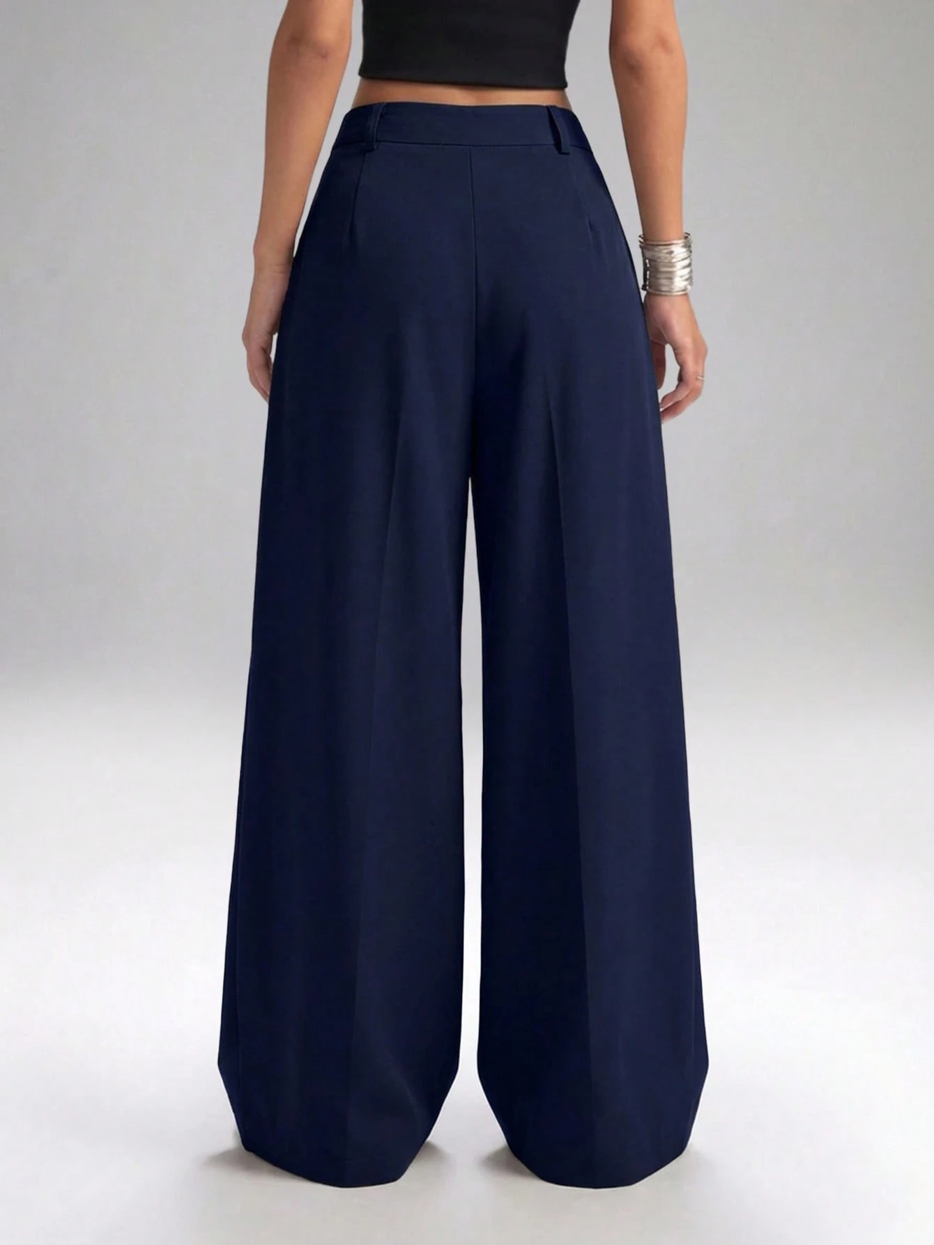 EZwear Pantalon Kaki Uni À Jambe Large — vue 17