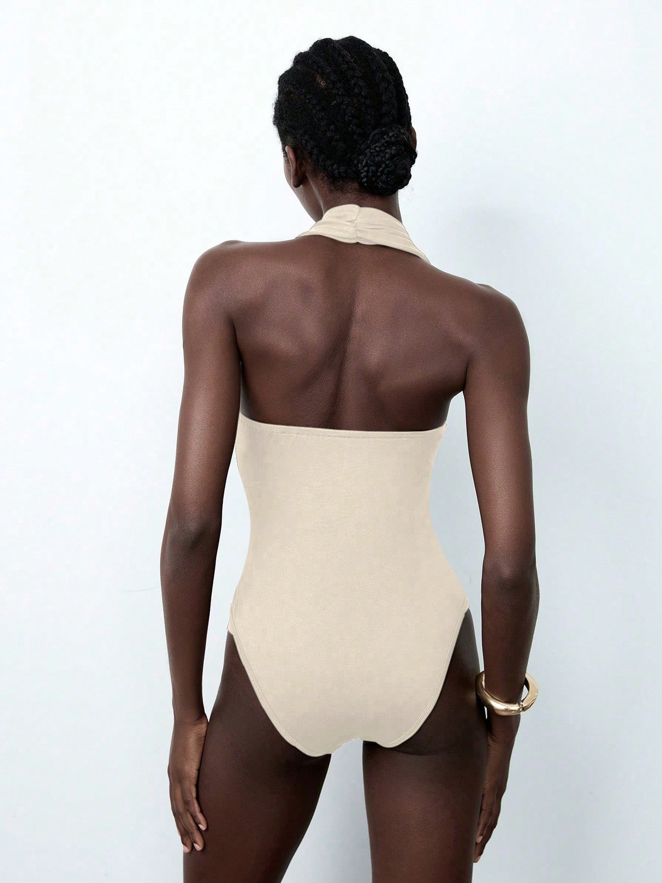 Lumivelle Bodys femmes de couleur unie avec dos nu, élastique, coupe près du corps — vue 4