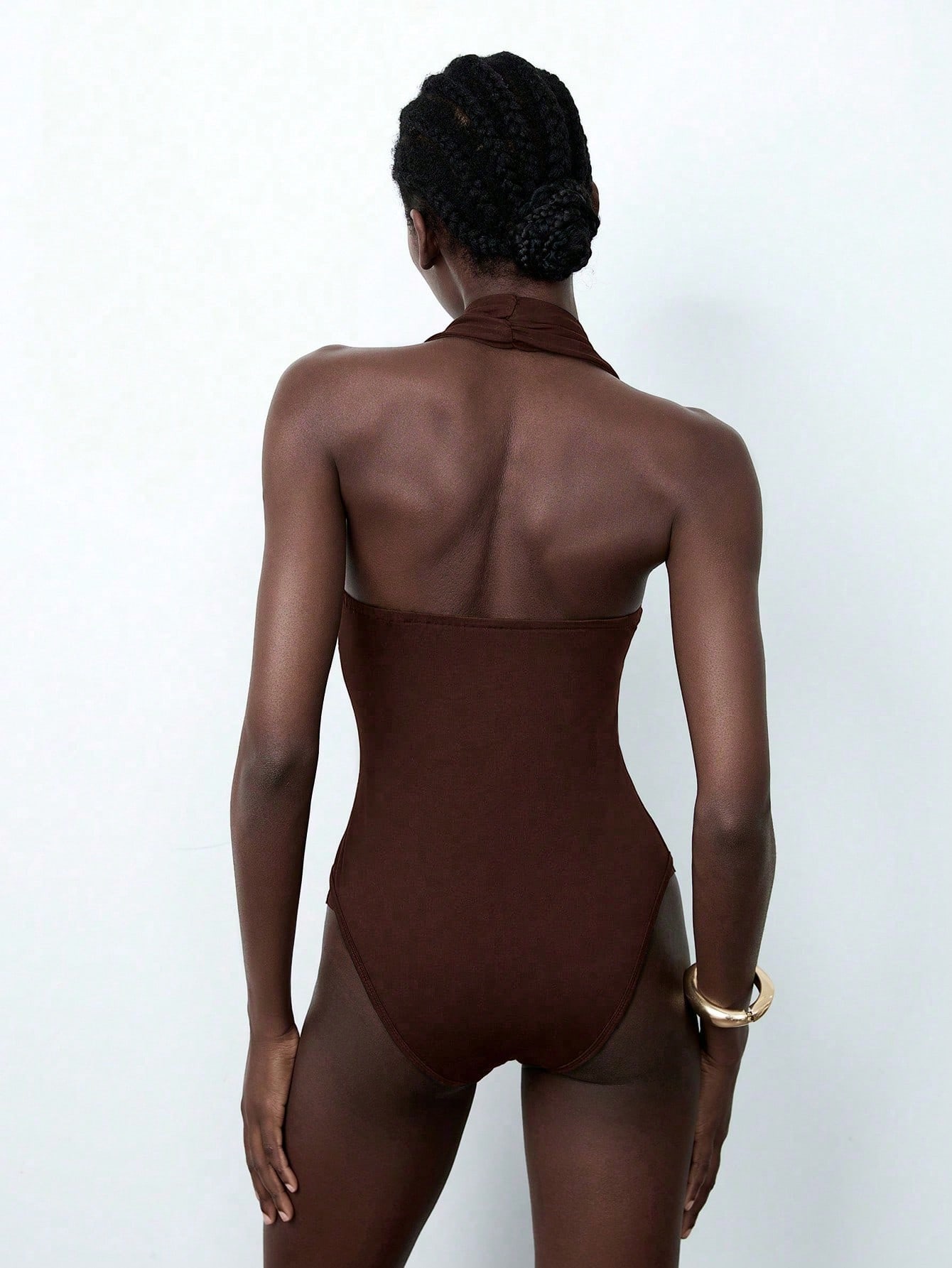 Lumivelle Bodys femmes de couleur unie avec dos nu, élastique, coupe près du corps — vue 6