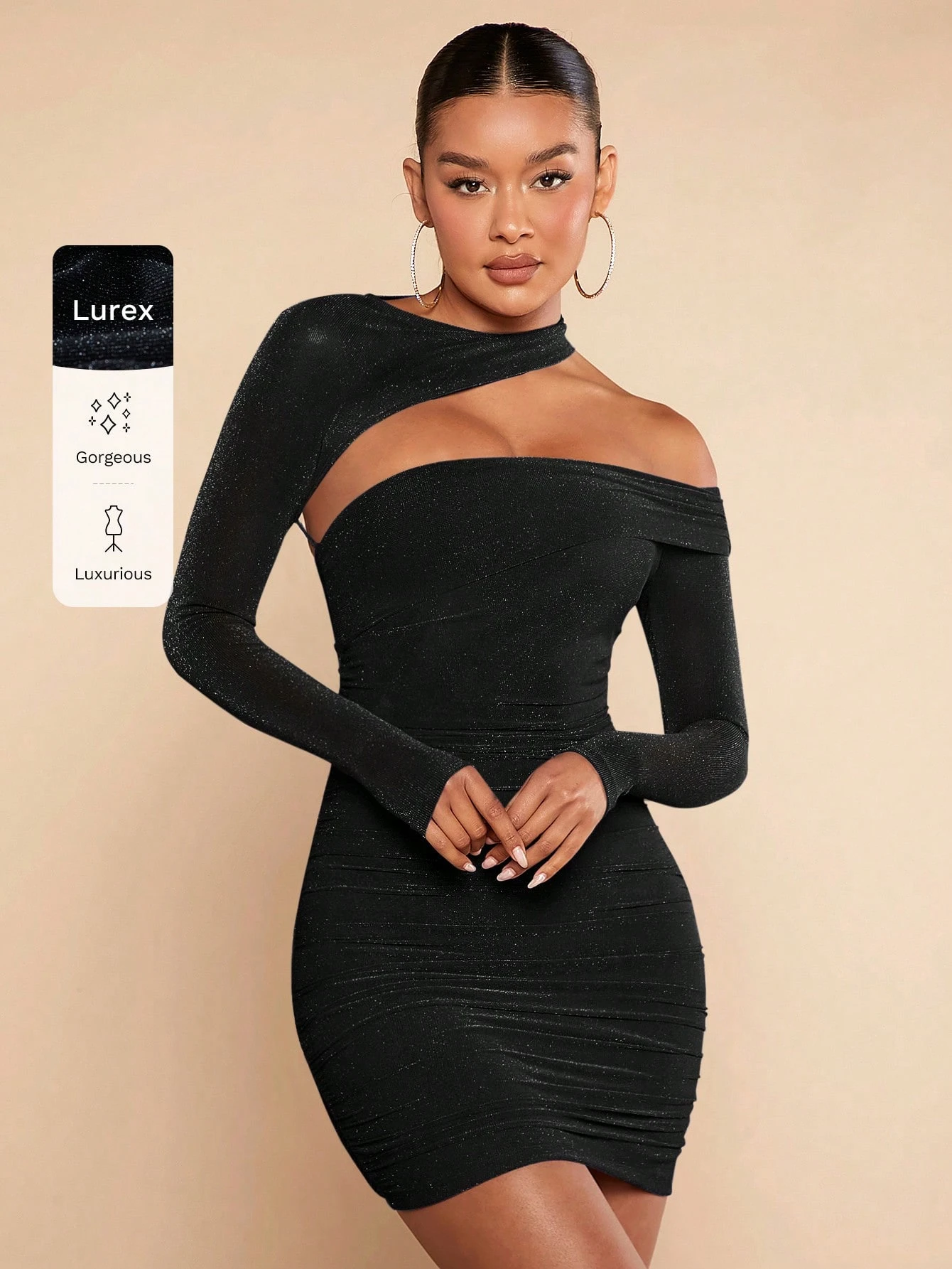 Silquee Robe Moulante À Col Asymétrique Scintillant — vue 8