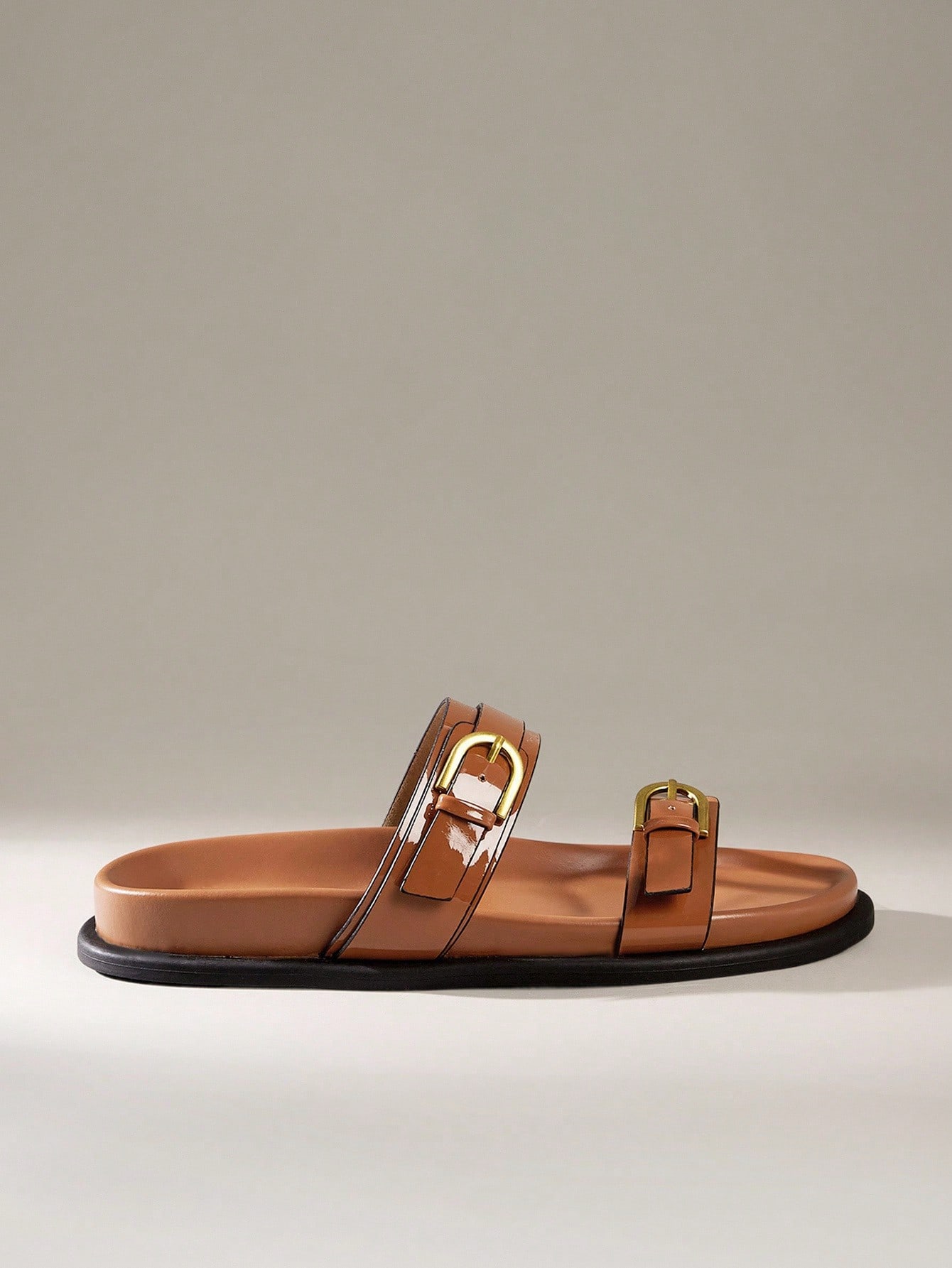 Solecia Sandales plates confortables pour femmes, couleur marron café — vue 3