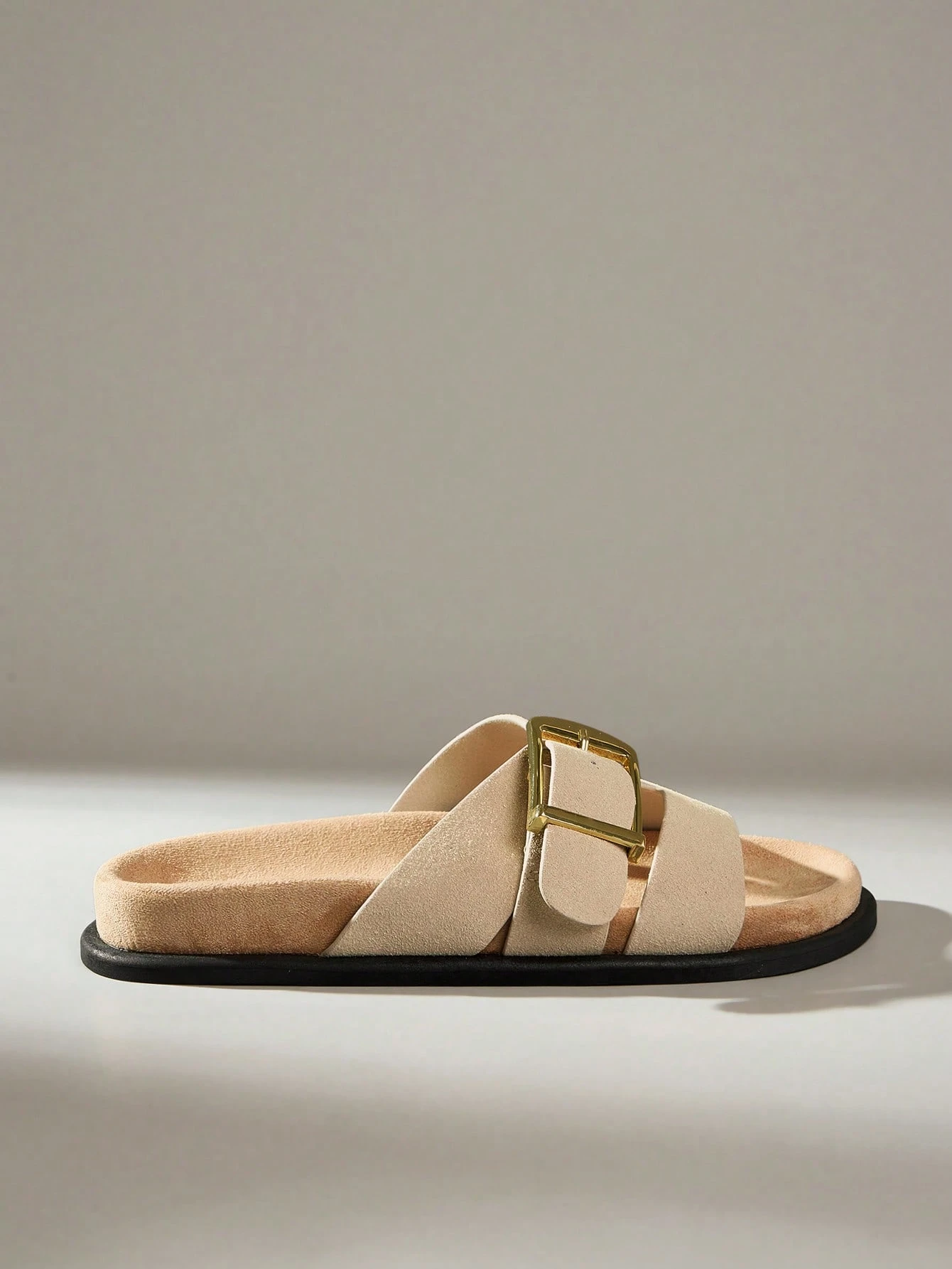 Solecia Sandales plates de plage confortables marron pour femmes — vue 2