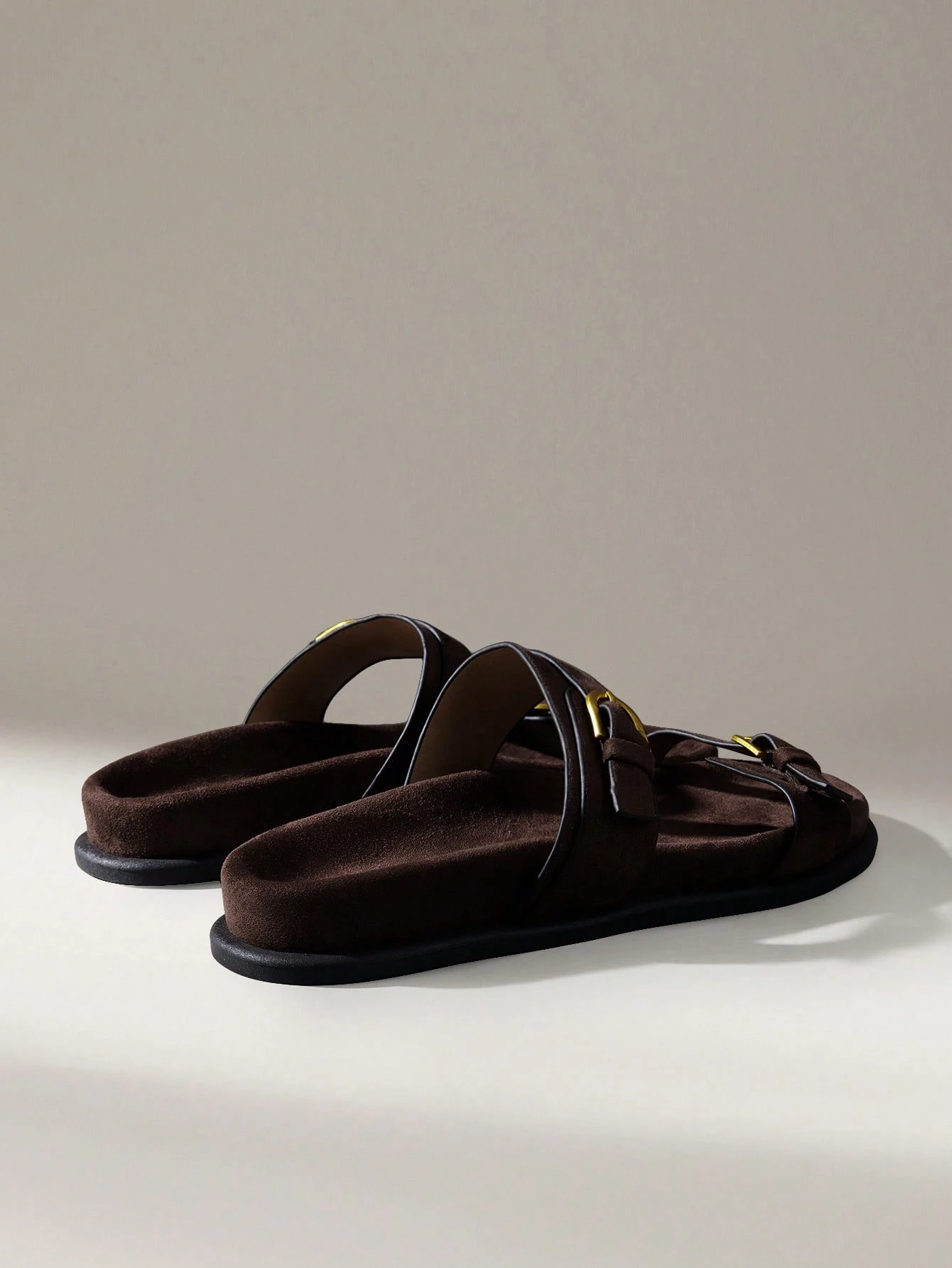 Solecia Sandales plates confortables pour femmes, couleur marron café — vue 9