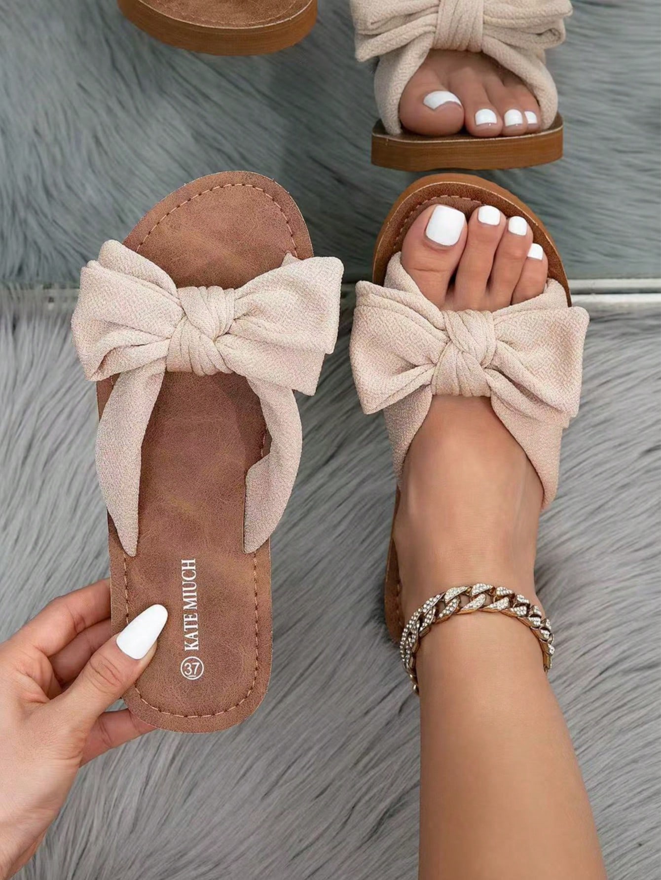 Sandales noires pour femmes KATE MIUCH avec franges, minimalistes, convenant au — vue 3