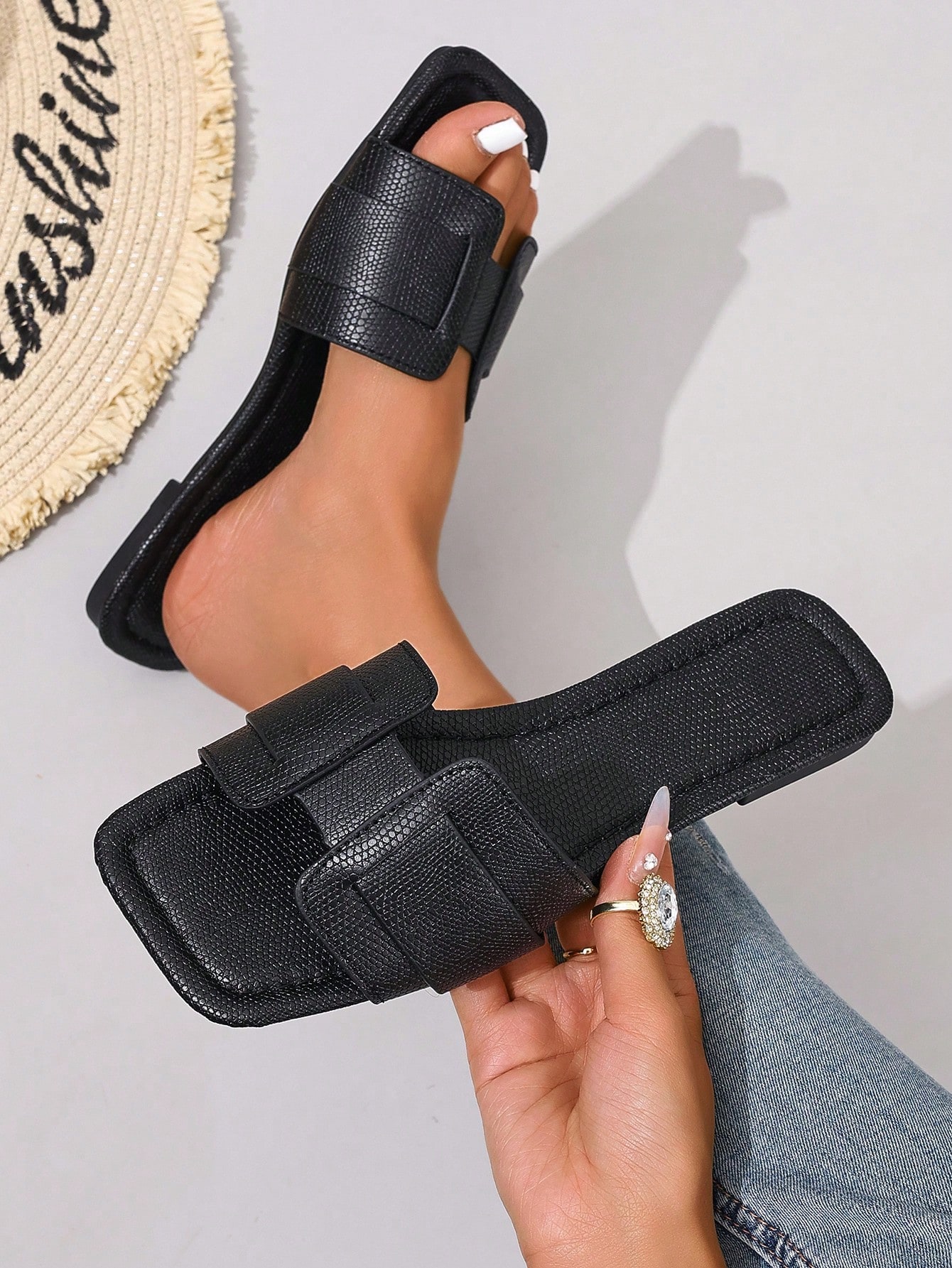 Ximi Ruo Sandales plates décontractées style coréen pour femmes, pantoufles à enfiler, — vue 12