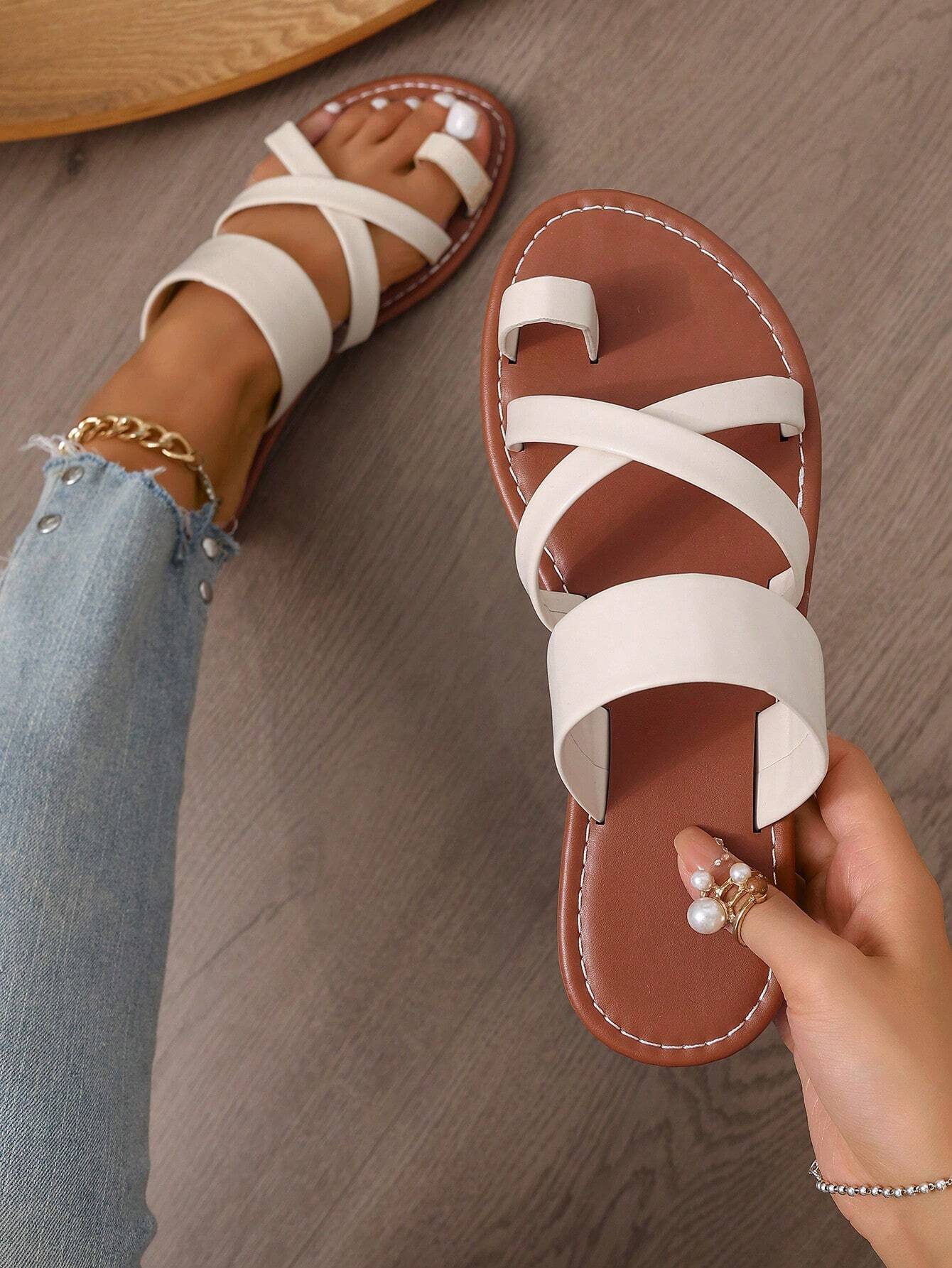 Ximi Ruo Sandales plates décontractées de style coréen pour femmes, pantoufles d'été à — vue 7