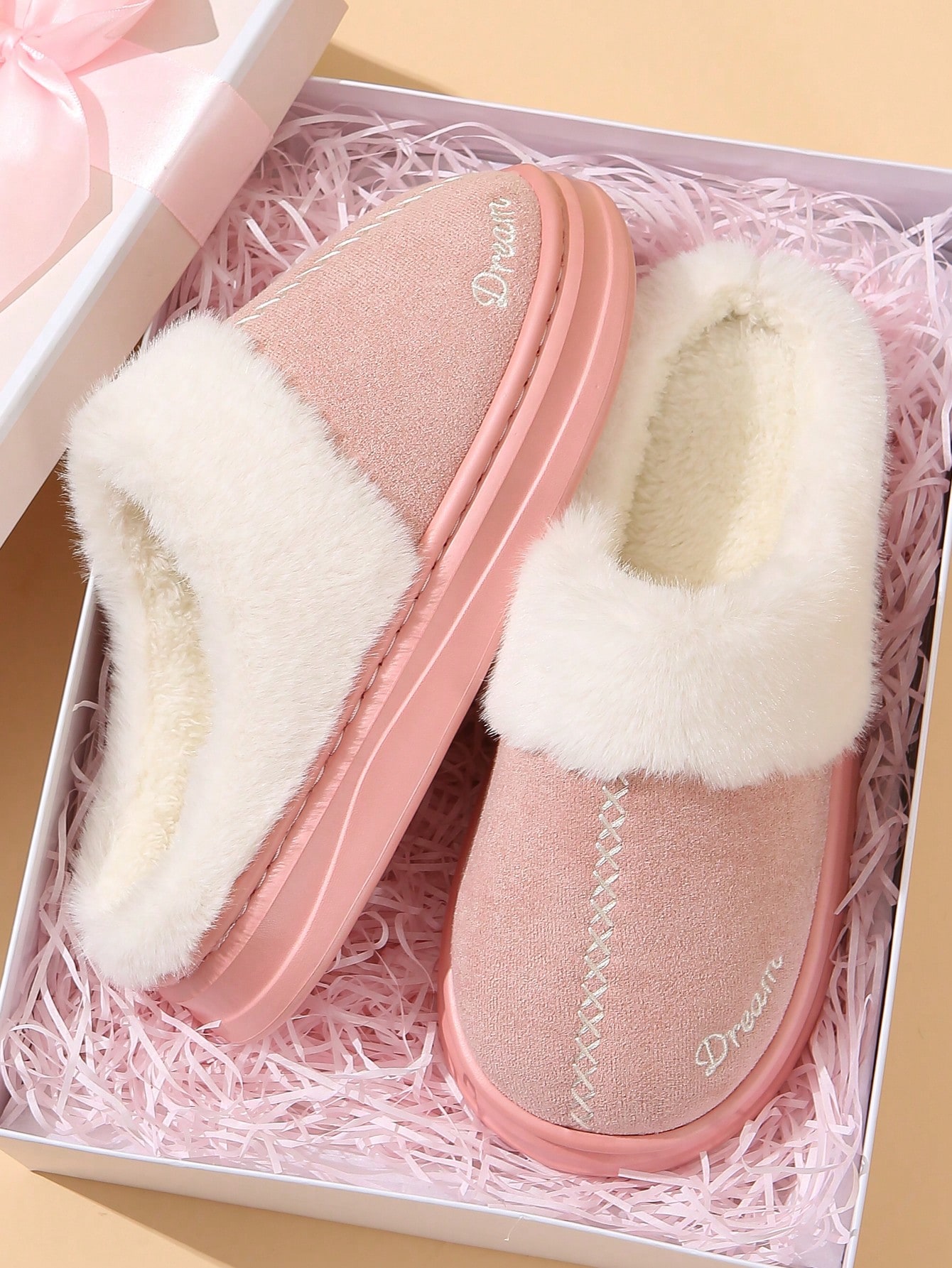 Pantoufles fermées en peluche, pantoufles chaudes pour femmes pour l'automne/l'hiver, — vue 3