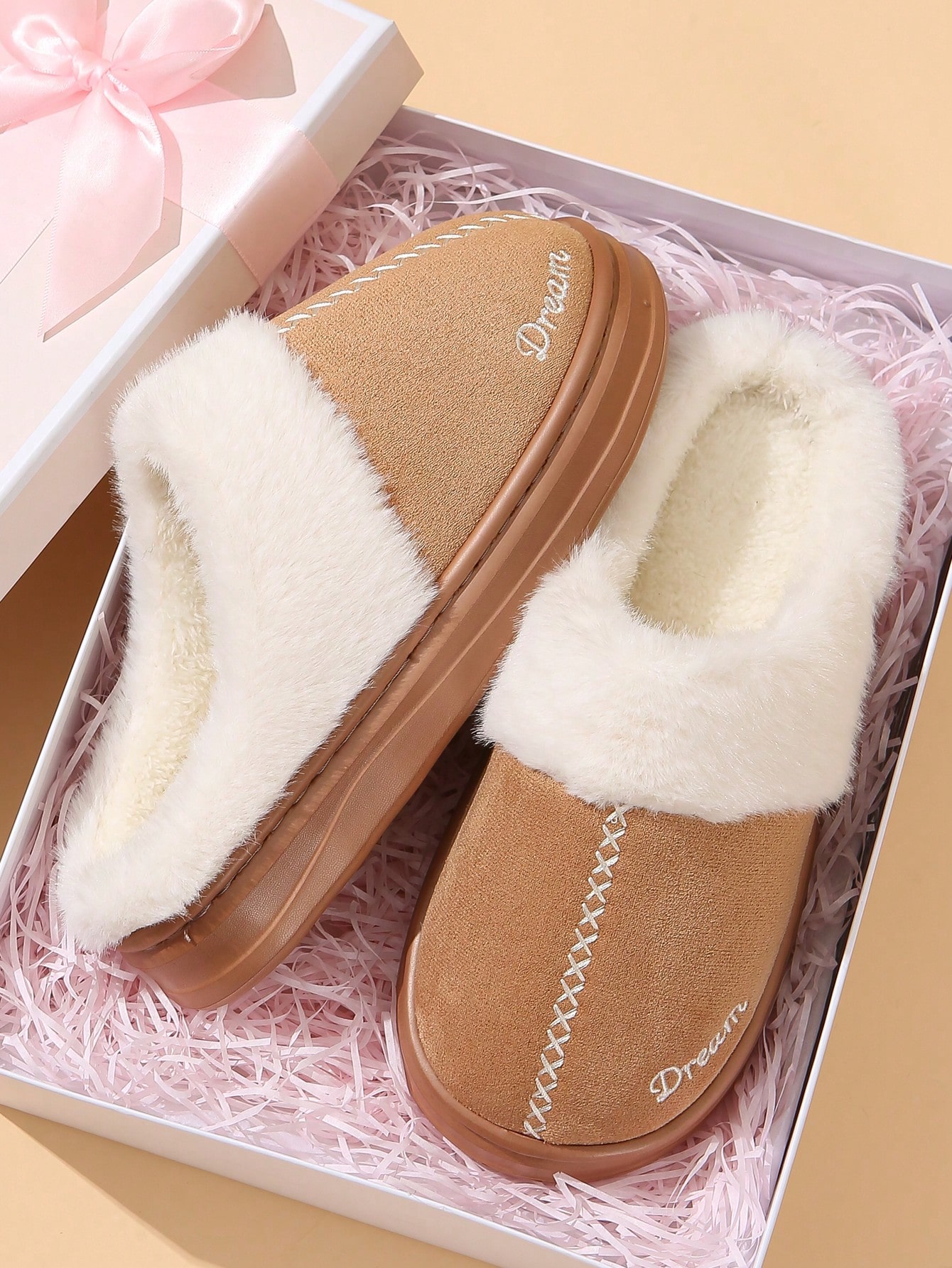 Pantoufles fermées en peluche, pantoufles chaudes pour femmes pour l'automne/l'hiver, — vue 2