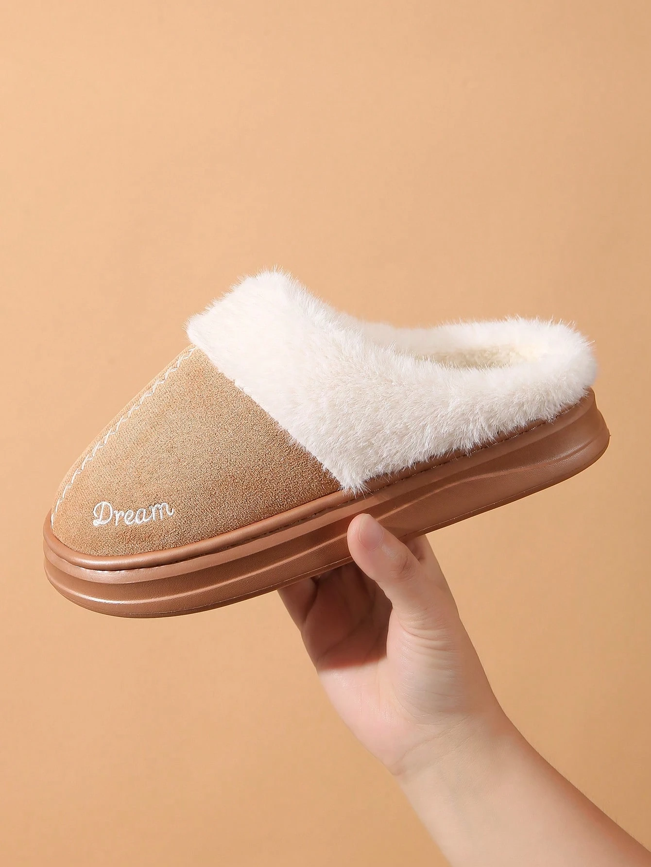 Pantoufles fermées en peluche, pantoufles chaudes pour femmes pour l'automne/l'hiver, — vue 6