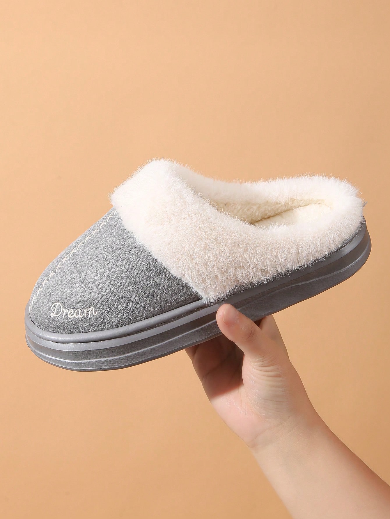 Pantoufles à bout fermé en peluche, pantoufles chaudes pour femmes pour — vue 5