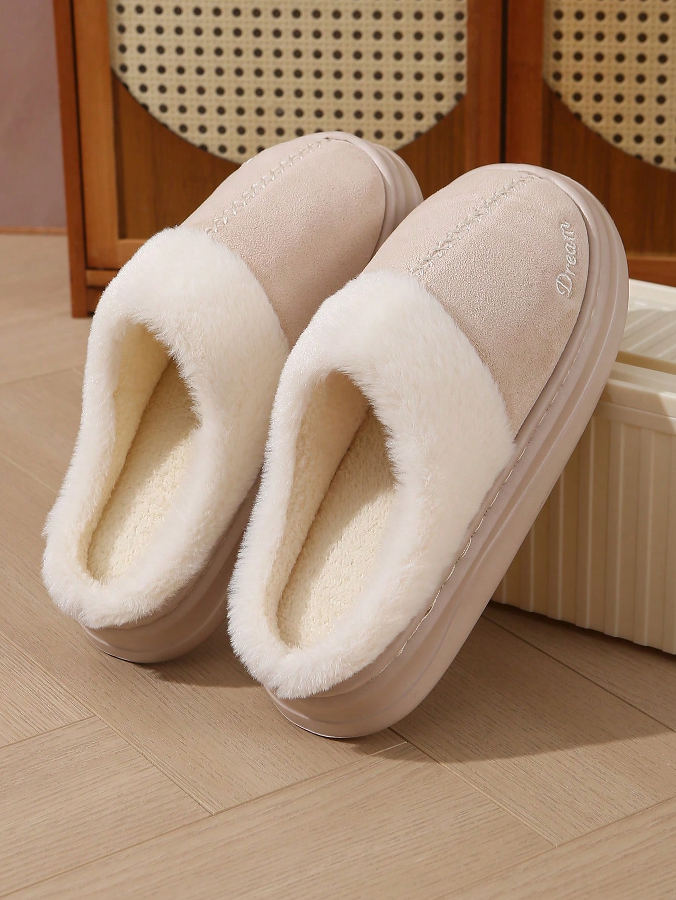 Pantoufles à bout fermé en peluche, pantoufles chaudes pour femmes pour — vue 13