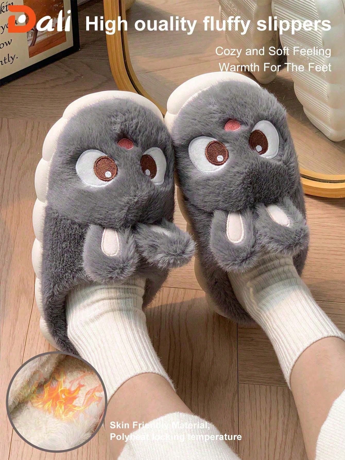 Pantoufles fourrées mignonnes lapin pour femme, nouveau modèle à petit talon, semelle — vue 5