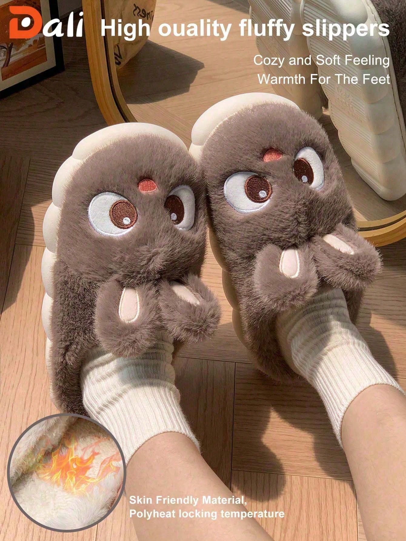 Pantoufles fourrées mignonnes lapin pour femme, nouveau modèle à petit talon, semelle — vue 8