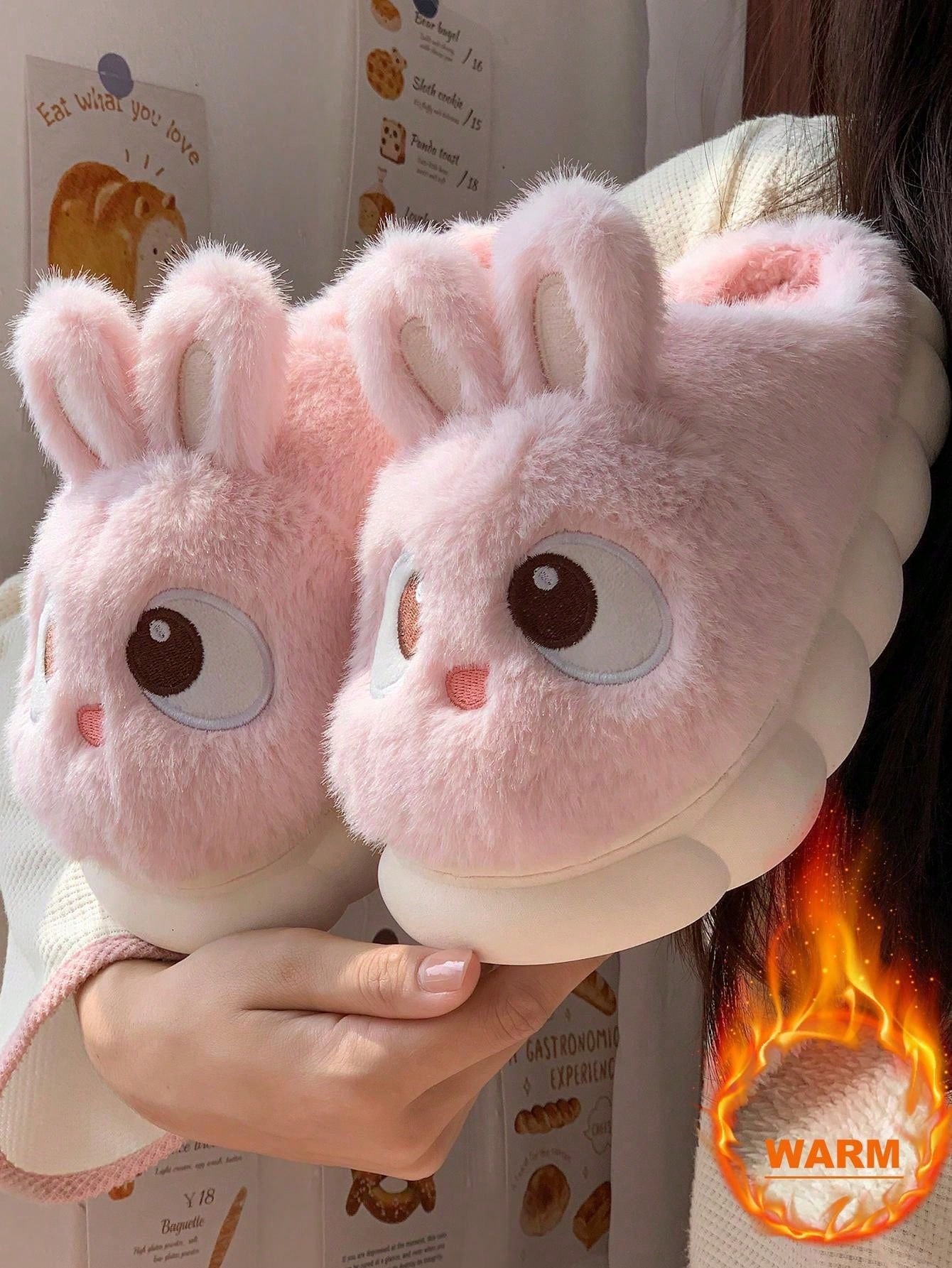 Pantoufles fourrées mignonnes lapin pour femme, nouveau modèle à petit talon, semelle — vue 11
