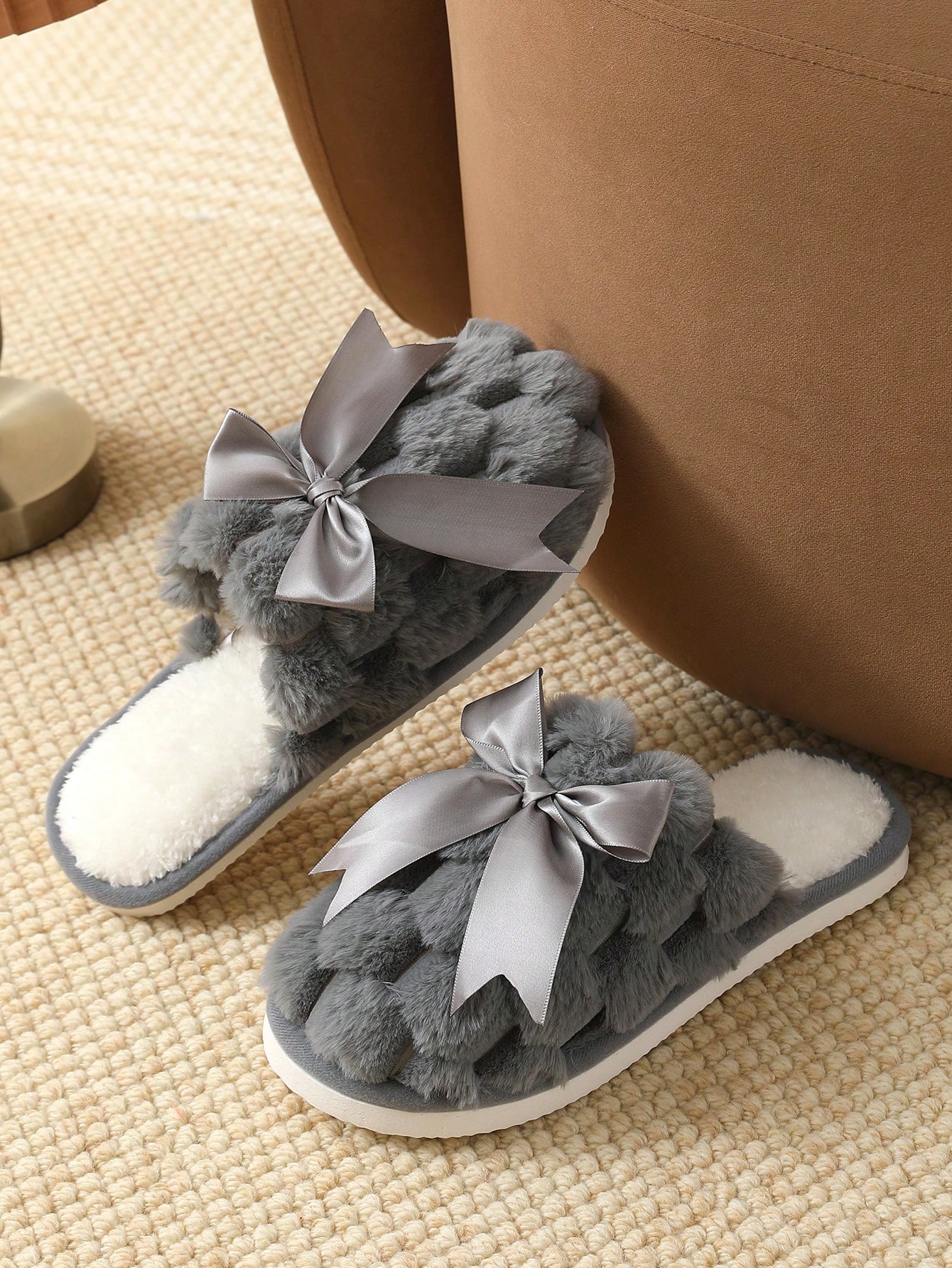 Pantoufles fermées à nœud papillon pour femmes, pour l'automne/l'hiver. Pantoufles — vue 17
