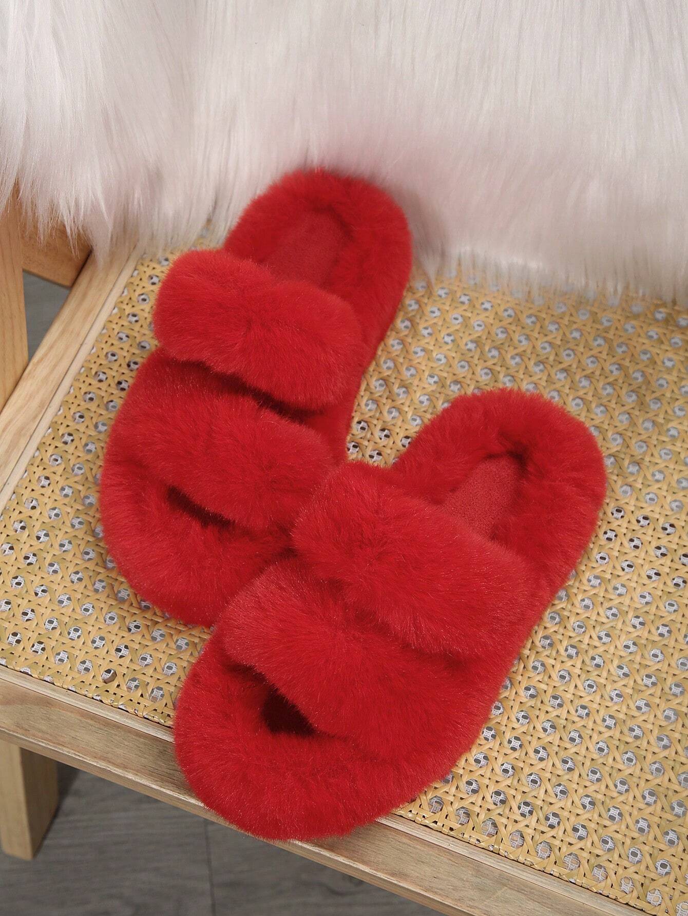 Pantoufles épaisses en peluche pour femmes, pantoufles douilletes d'intérieur/extérieur — vue 12