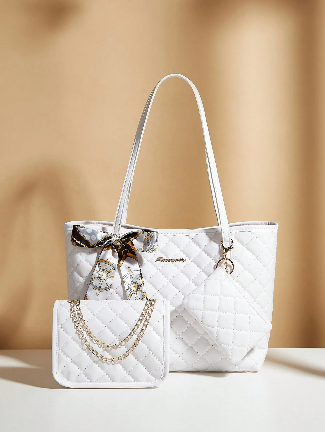 /set Écharpe pour femme, Sac fourre-tout, Sac à bandoulière à chaîne, Porte-monnaie, Sac — vue 2