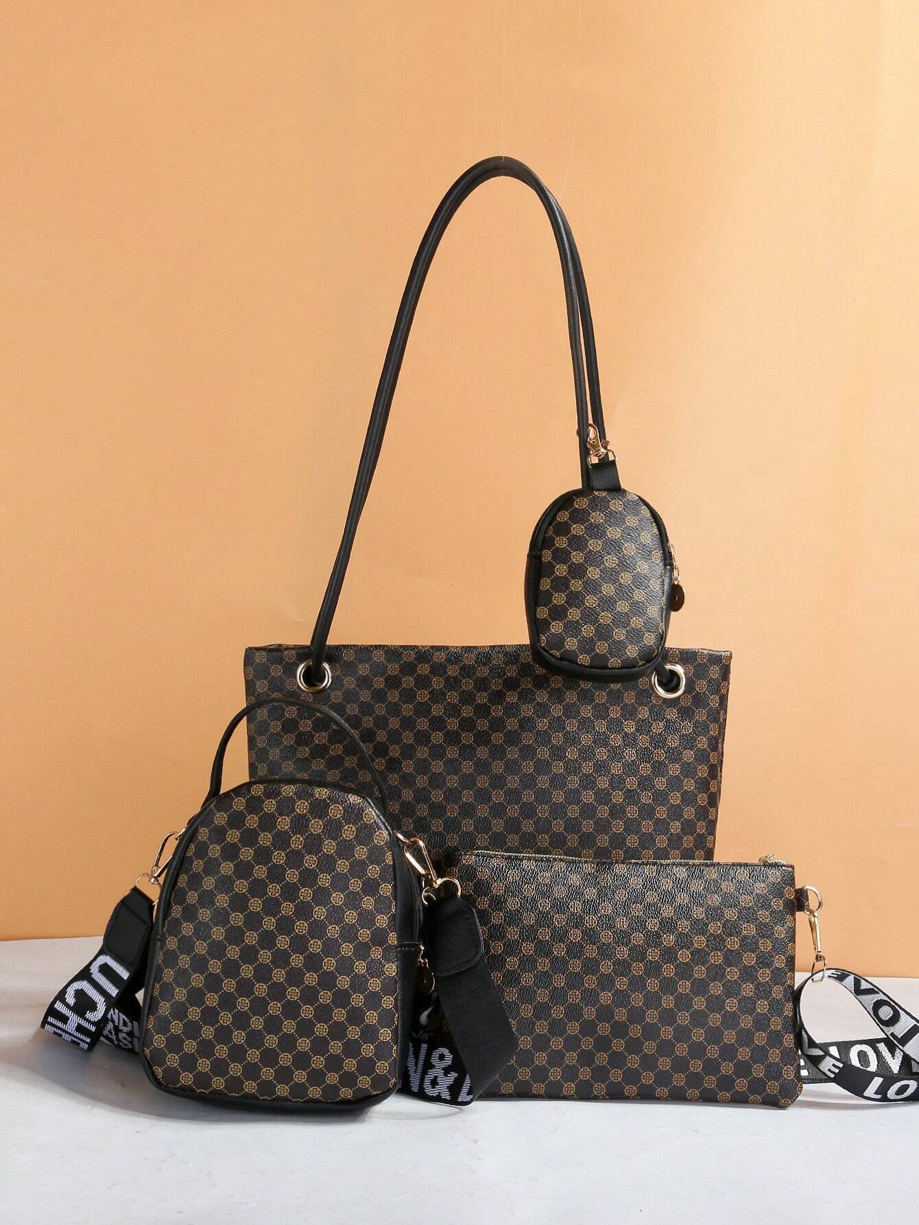 Ensemble de sac à main femme à motif pois, style décontracté avec boucle, fermeture — vue 2