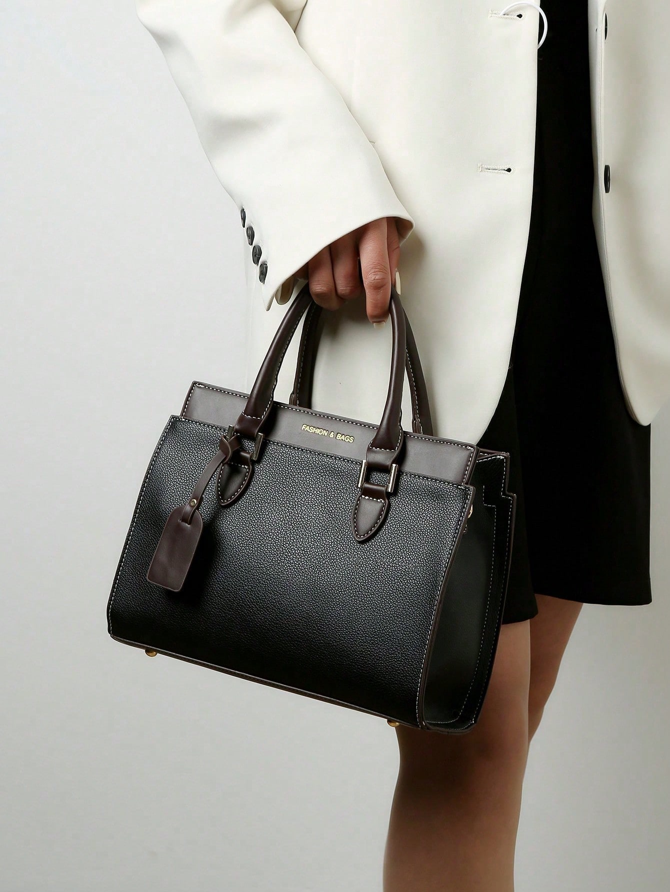 Ensemble de sac à main, sac à bandoulière, sac fourre-tout en PU à carreaux multicolores, mode — vue 8