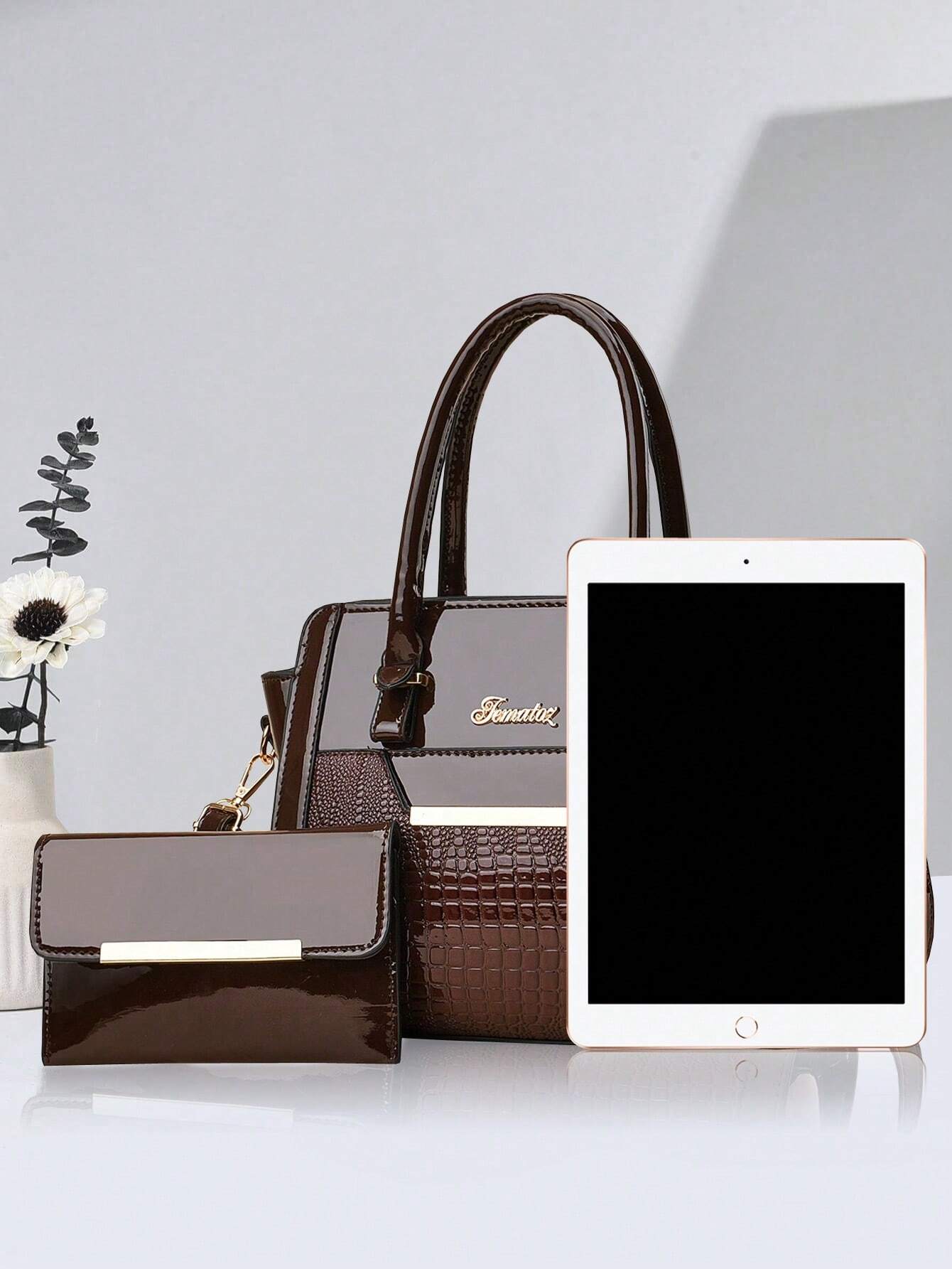 /Set Sac à épaule avec poignée supérieure à la mode, sac à épaule élégant de grande — vue 3