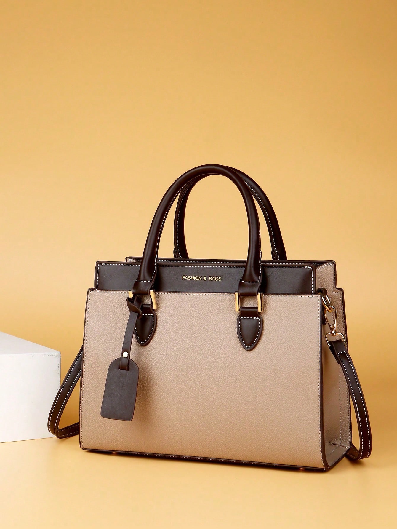 Ensemble de sac à main, sac à bandoulière, sac fourre-tout en PU à carreaux multicolores, mode — vue 13
