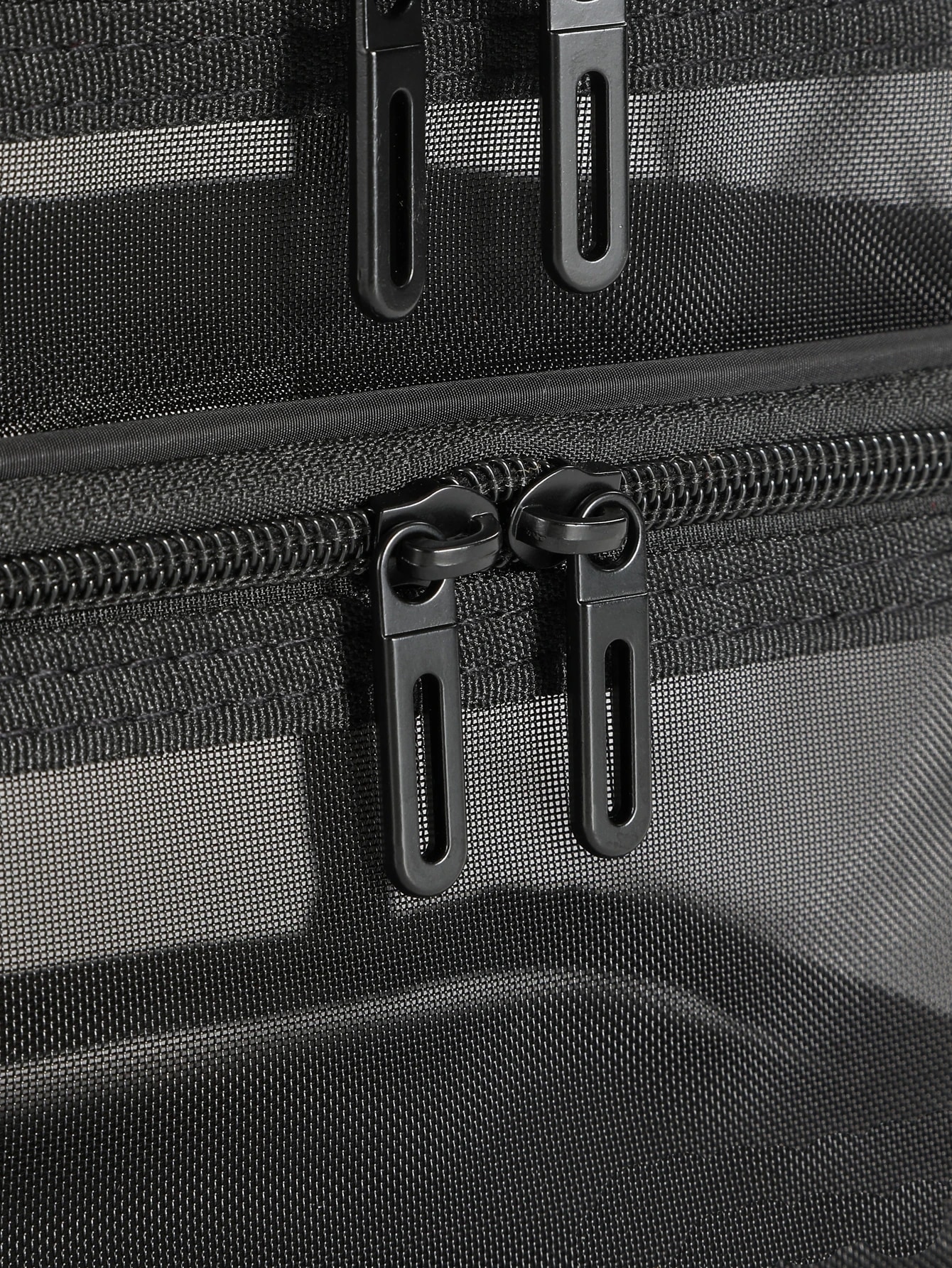 Sac de maquillage multifonction en maille noire à grande capacité avec double — vue 3