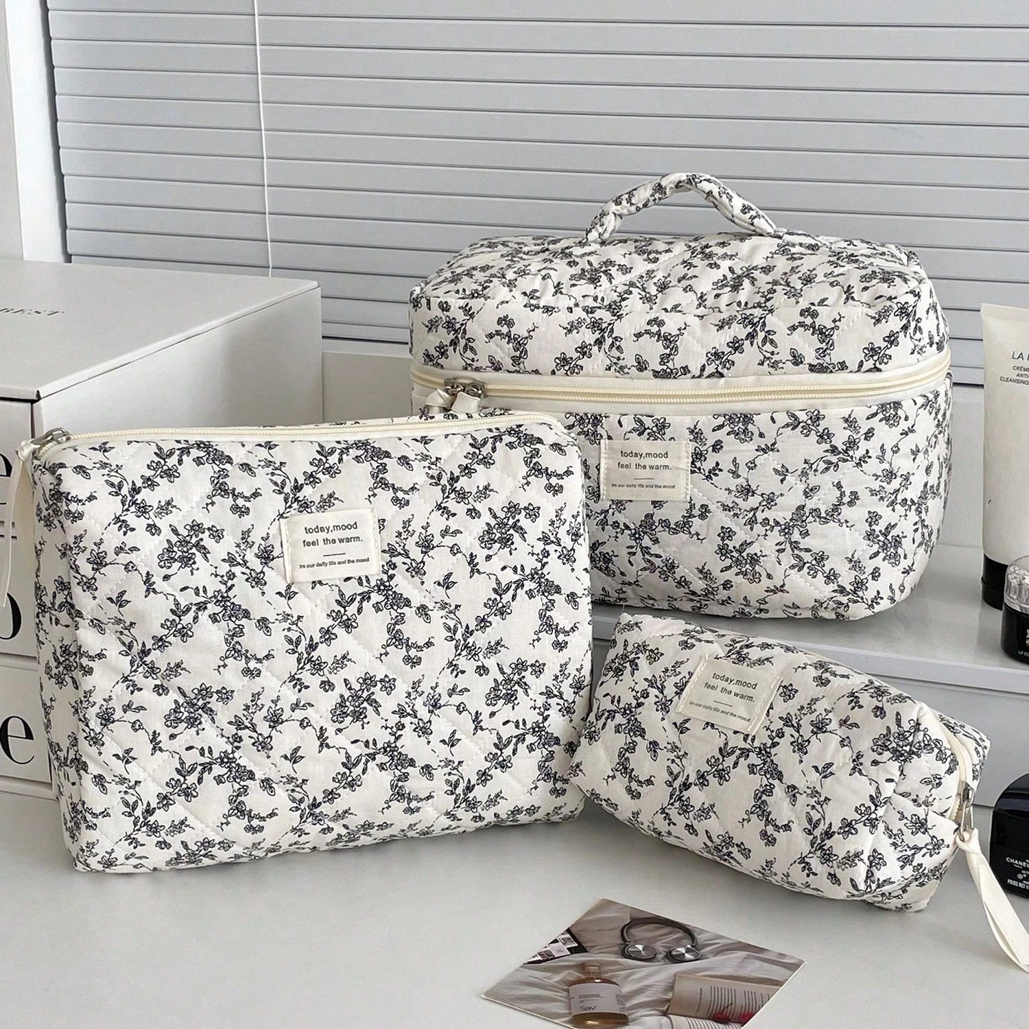 Ensemble de sacs de maquillage, Sac de maquillage matelassé, Ensemble de sacs de