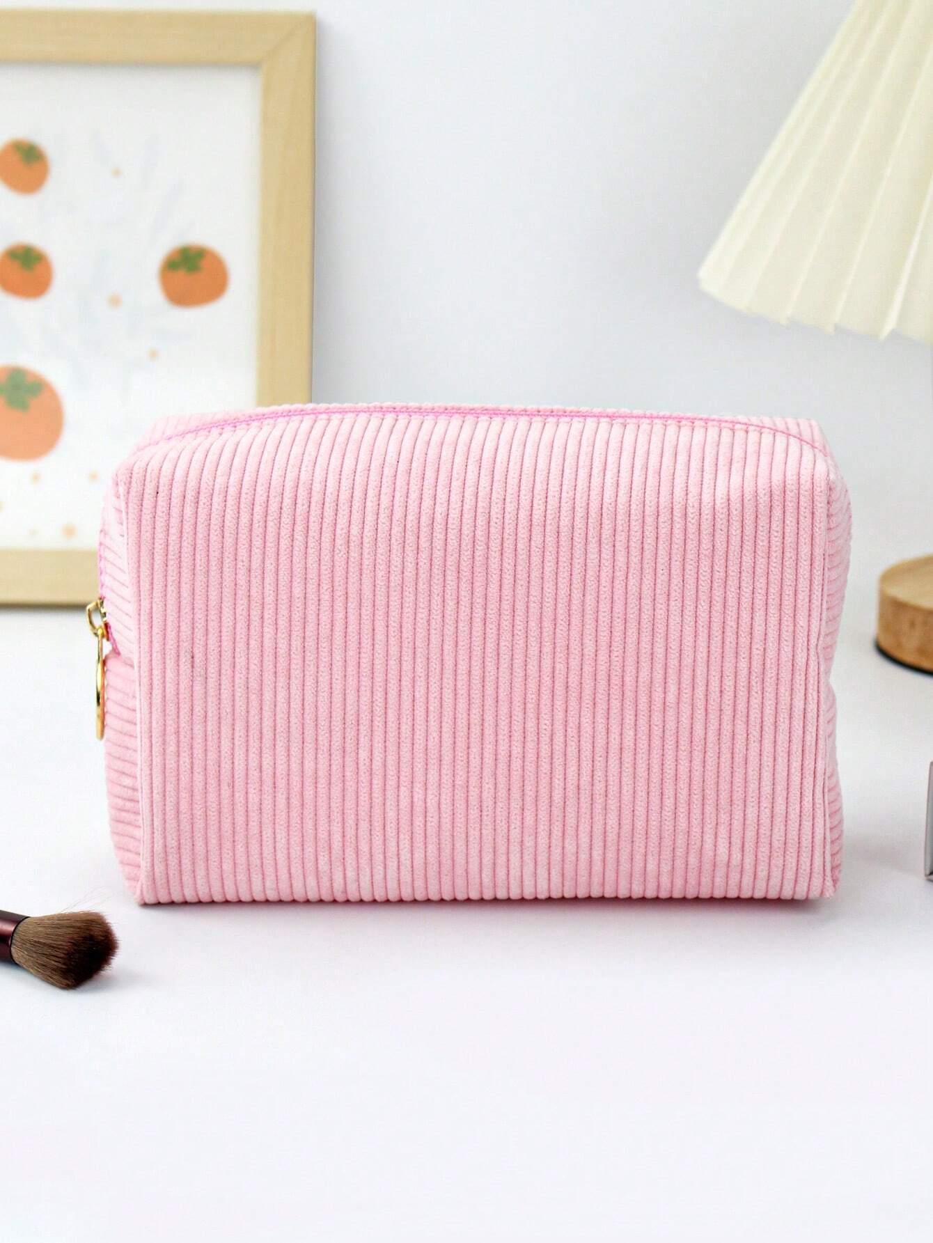 Sac de maquillage en velours côtelé minimaliste à la mode, organisateur de rangement de — vue 10
