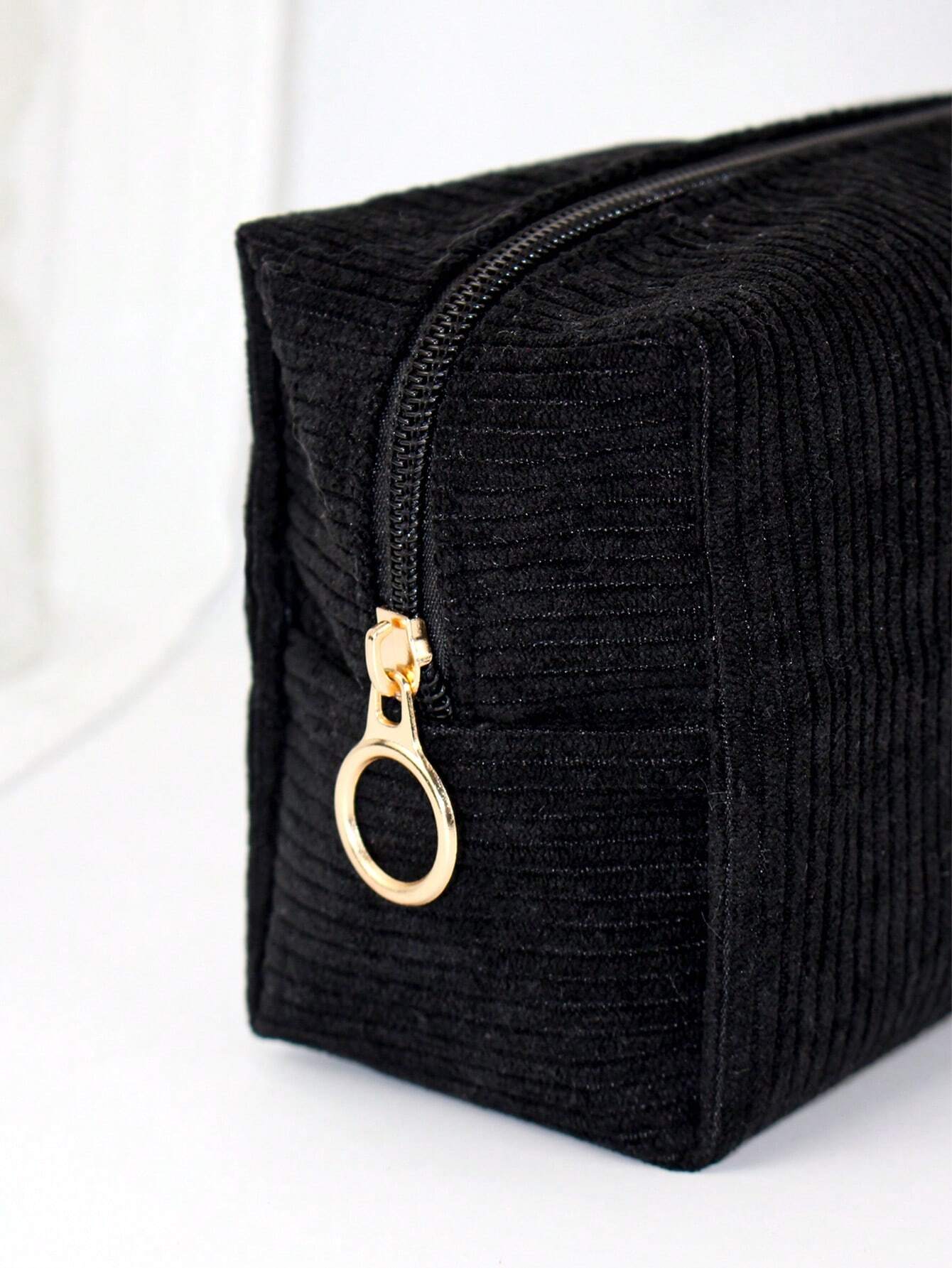 Sac de maquillage en velours côtelé minimaliste à la mode, organisateur de rangement de — vue 11