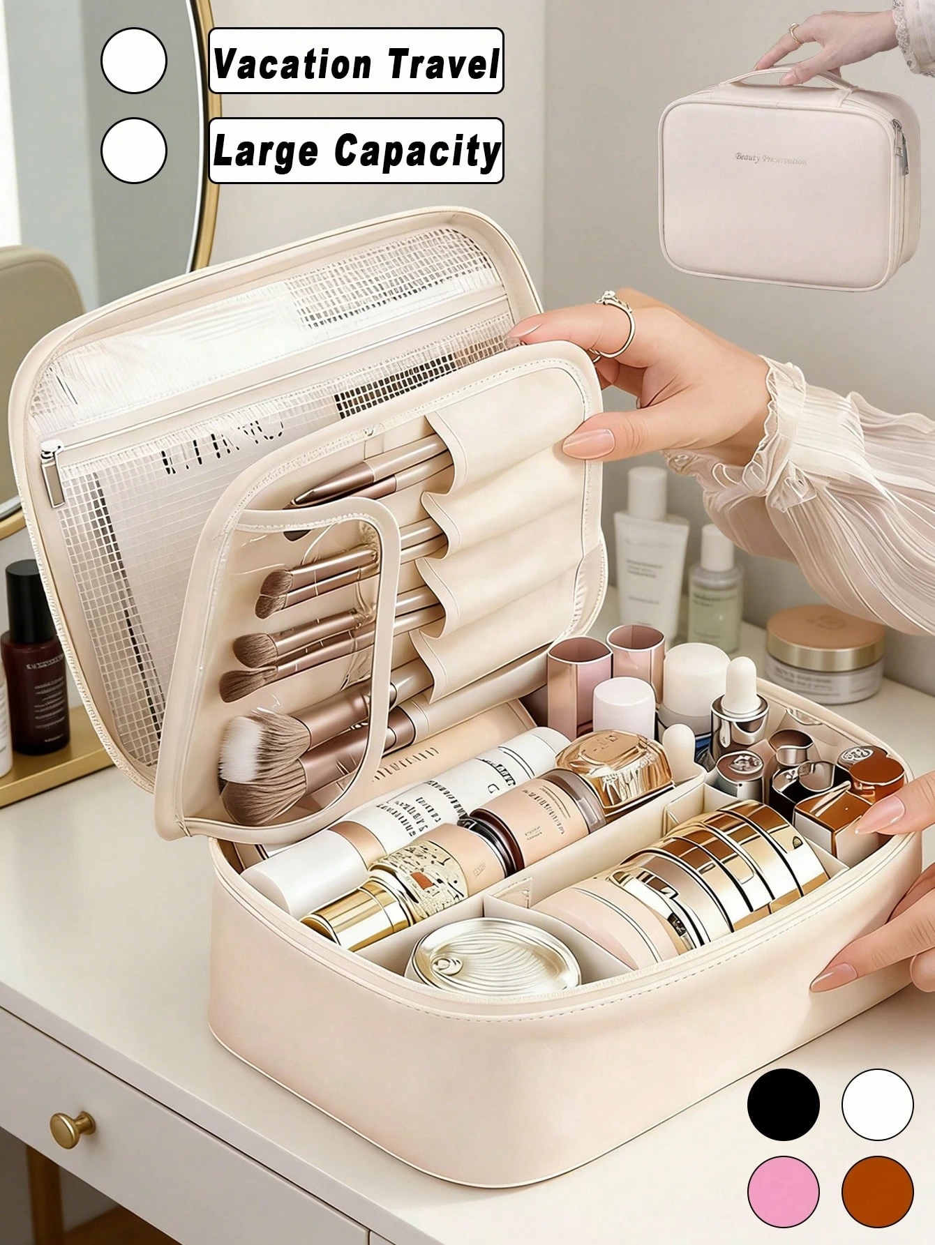 Sac de maquillage de voyage d'été, organisateur de cosmétiques multifonctionnel, sac de