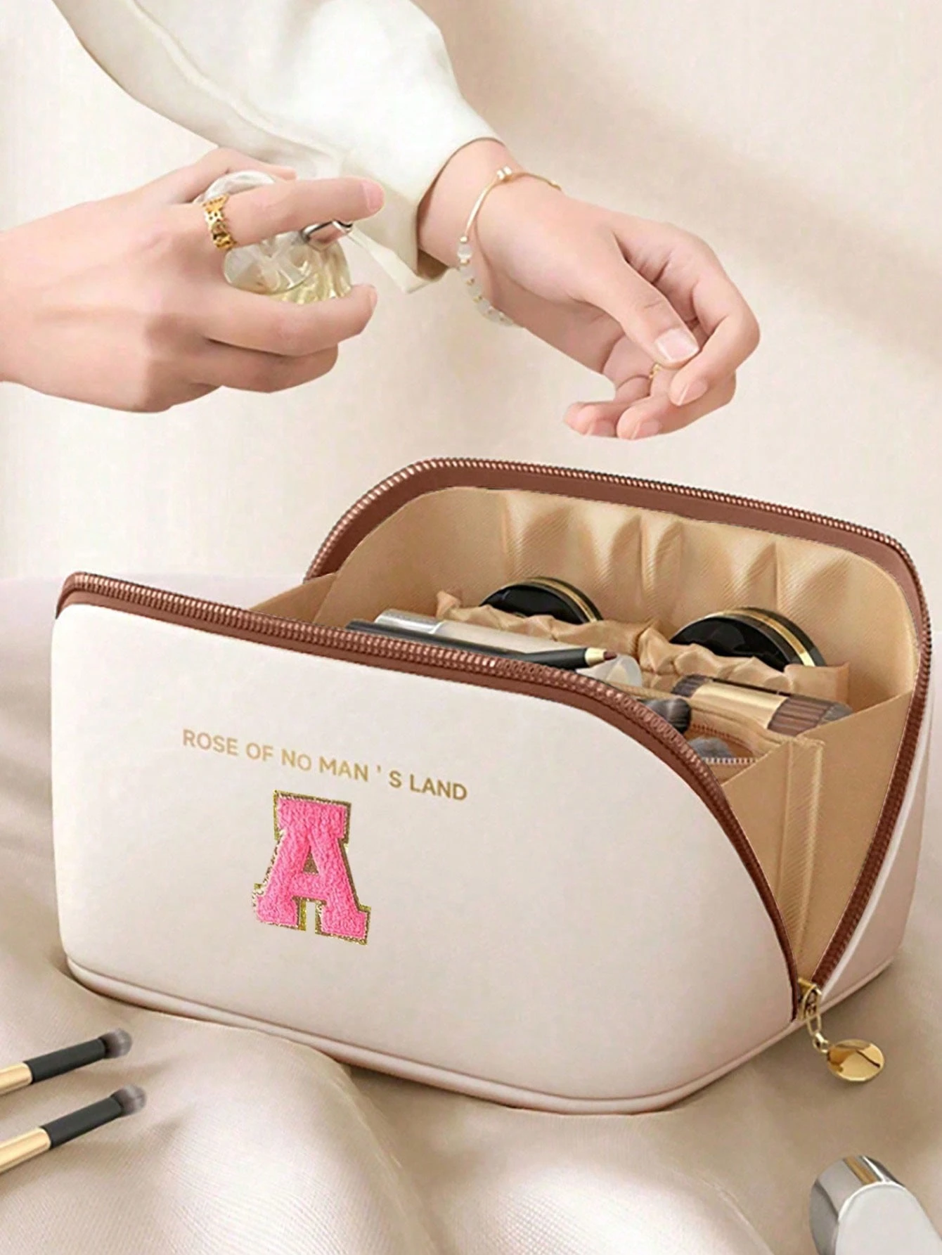 Sac de maquillage de voyage de haute qualité en PU, trousse de maquillage imprimée de