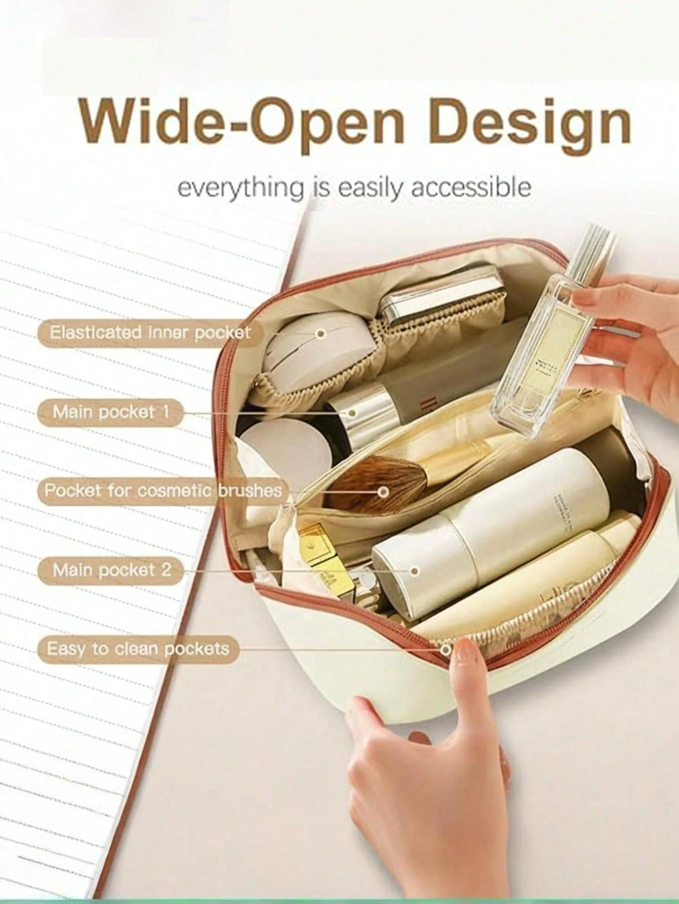 Sac de maquillage de voyage de haute qualité en PU, trousse de maquillage imprimée de — vue 6
