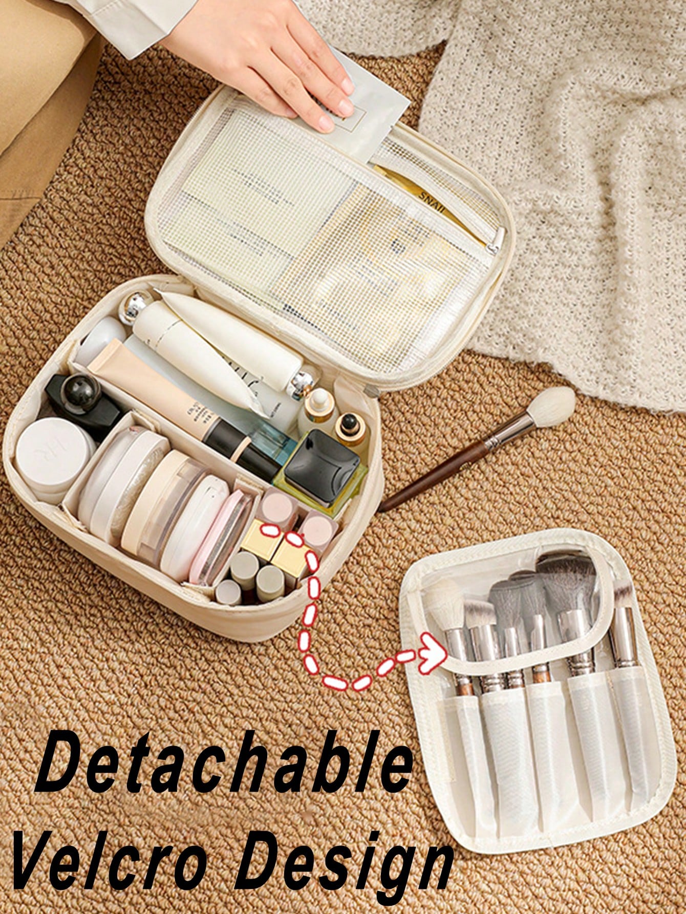 Sac de maquillage de voyage d'été, organisateur de cosmétiques multifonctionnel, sac de — vue 4