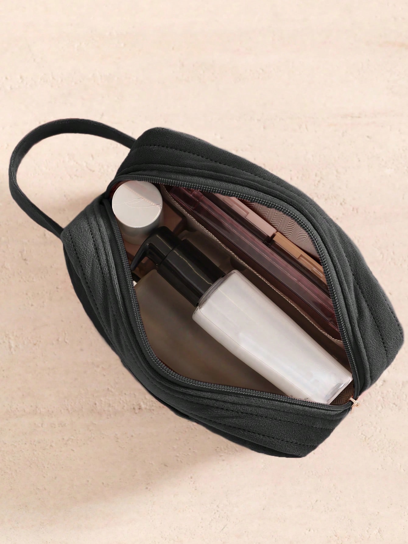 1/3 pièces Sac cosmétique portable en velours - Trousse de maquillage zippée légère, — vue 12