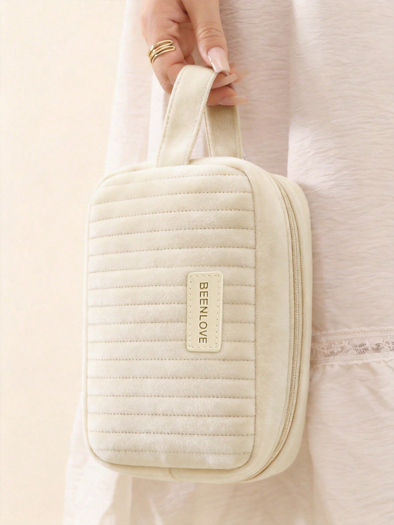 1/3 pièces Sac cosmétique portable en velours - Trousse de maquillage zippée légère, — vue 11