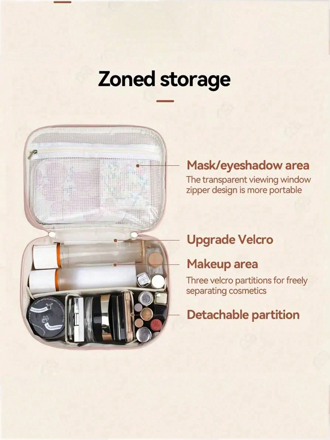 Sac de maquillage de voyage d'été, organisateur de cosmétiques multifonctionnel, sac de — vue 8
