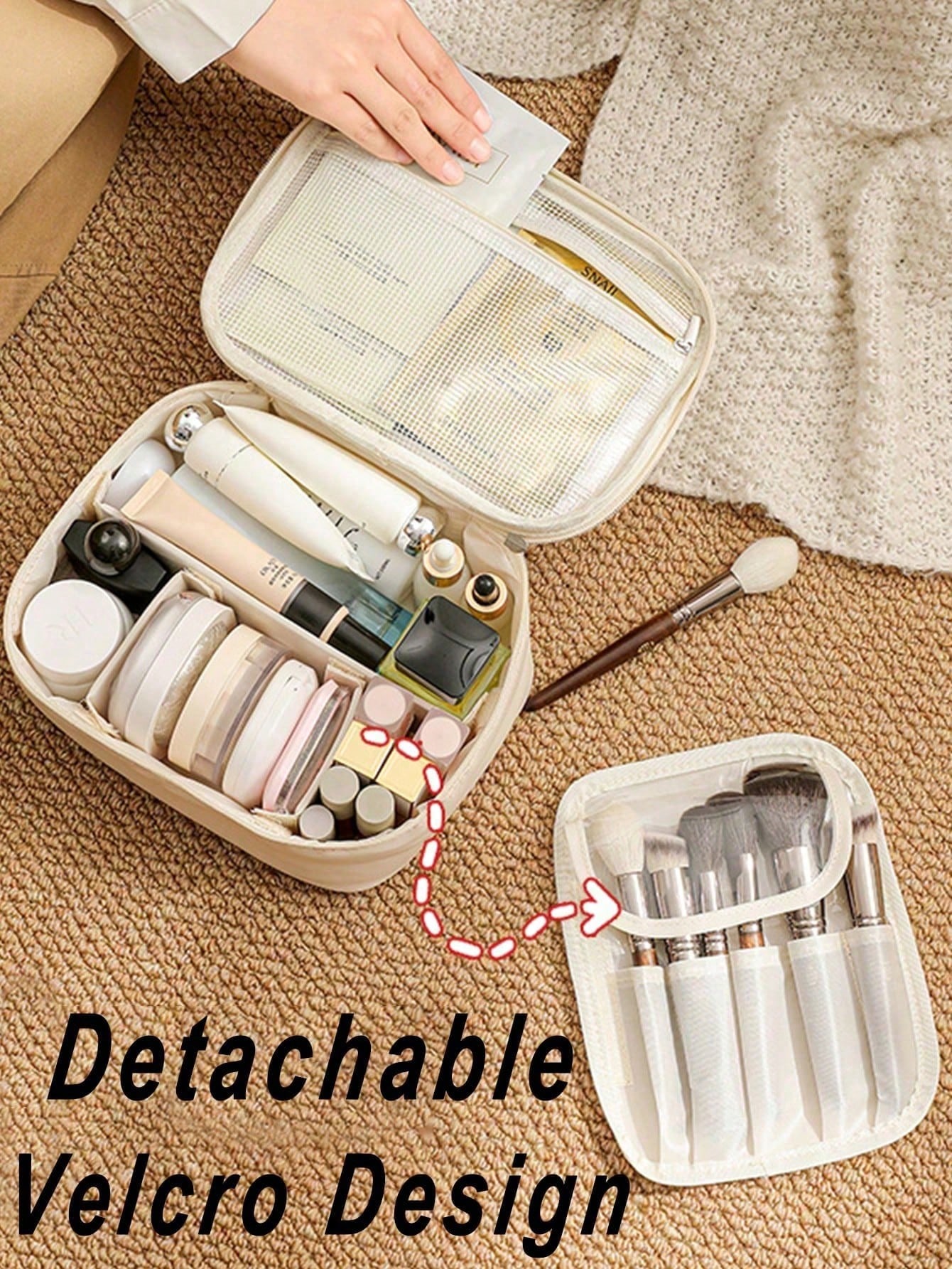 Sac de maquillage de voyage multifonction d'été, sac de rangement cosmétique grande — vue 6