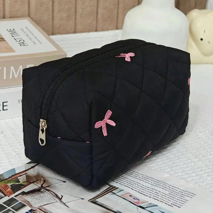 Sac cosmétique matelassé à design nœud, sac à maquillage nœud, organisateur de maquillage — vue 5