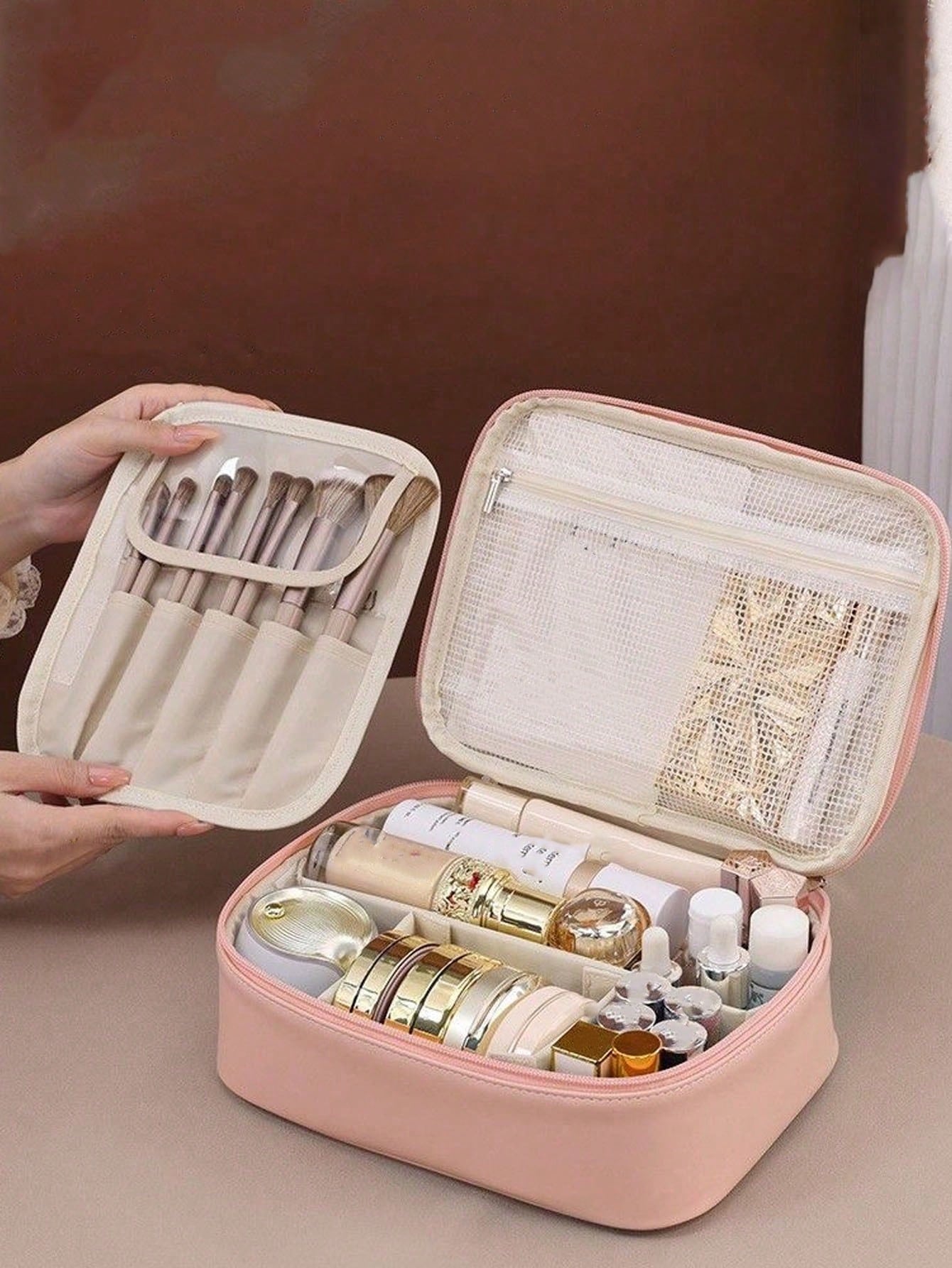 Sac de maquillage de voyage multifonction d'été, sac de rangement cosmétique grande — vue 11
