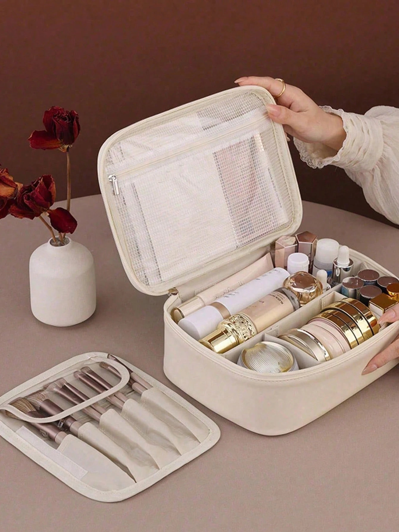 Sac de maquillage de voyage multifonction d'été, sac de rangement cosmétique grande — vue 7