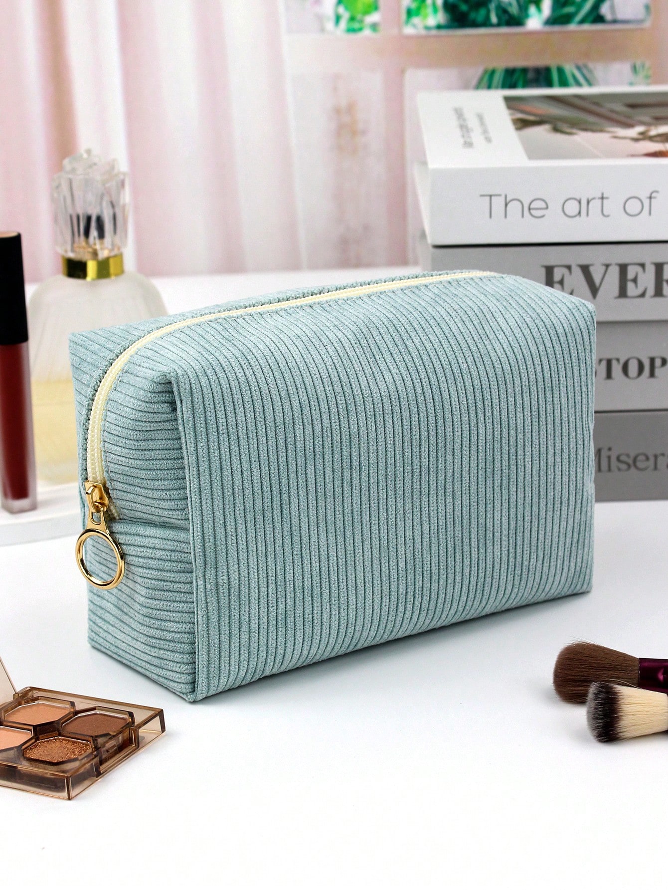 Sac de maquillage en velours côtelé minimaliste à la mode, organisateur de rangement de — vue 13