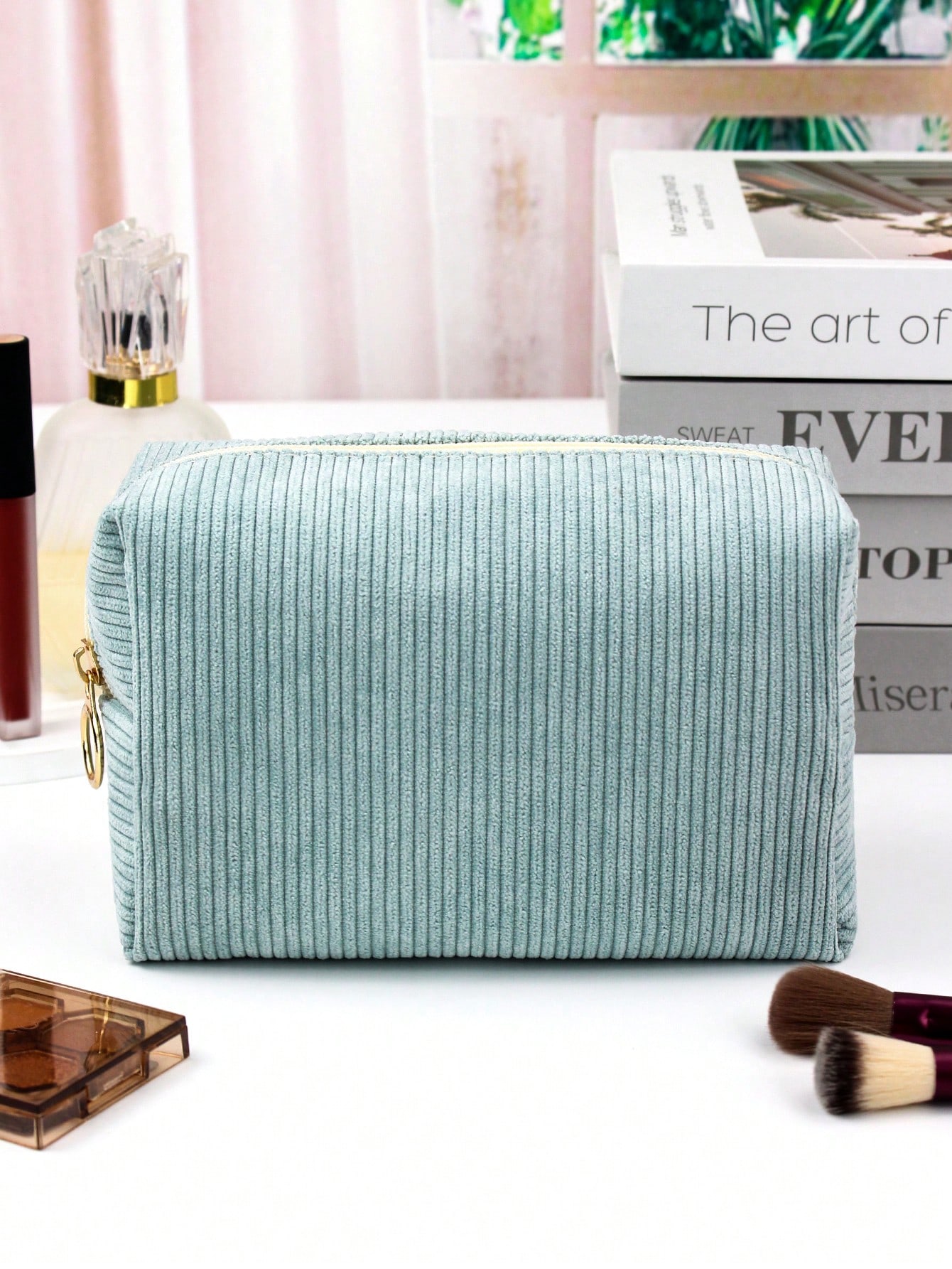 Sac de maquillage en velours côtelé minimaliste à la mode, organisateur de rangement de — vue 16