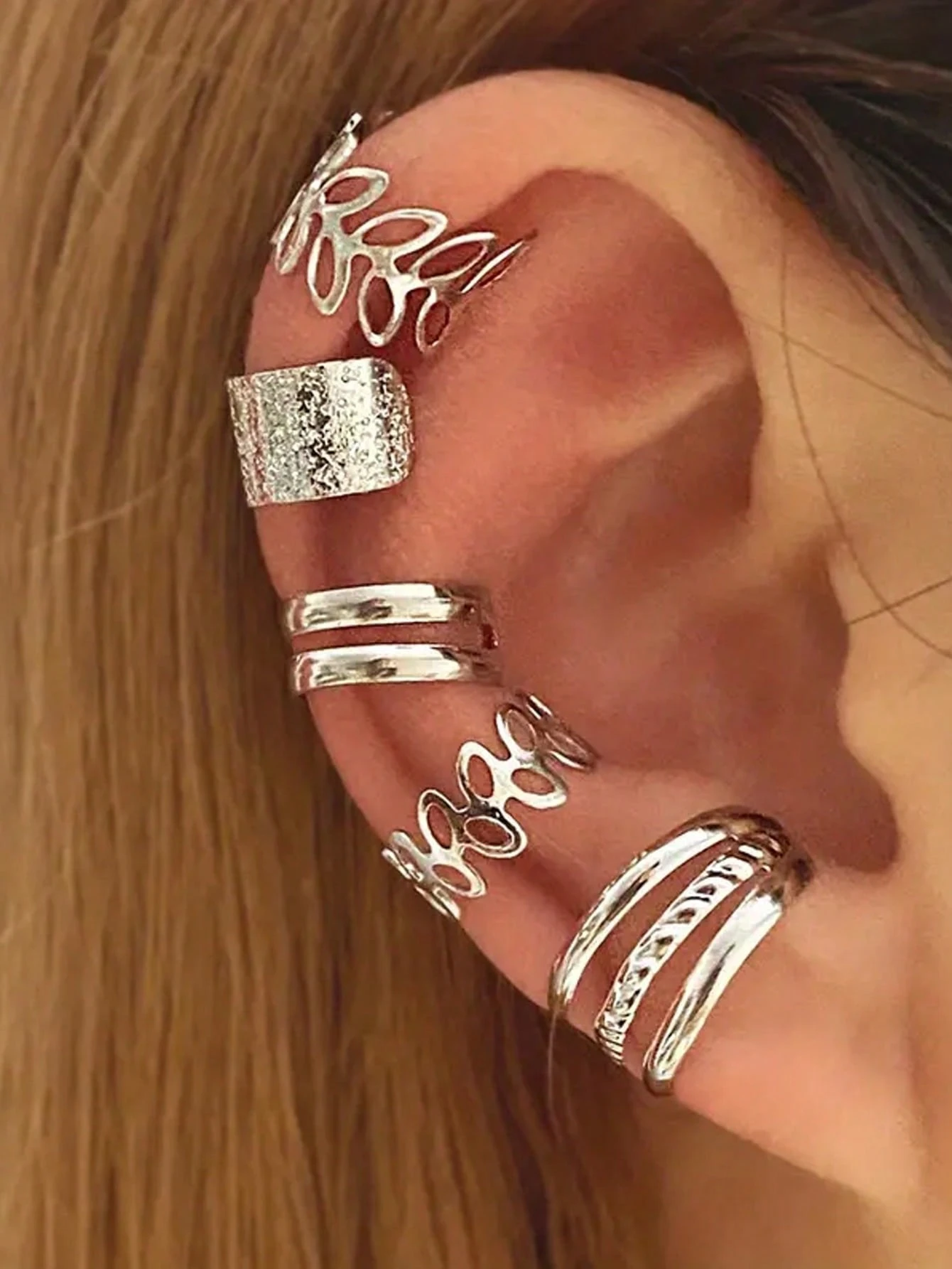 /Set Boucles d'oreilles Clip Mariage Dorées Avancées Boucles d'oreilles Femmes Ensemble — vue 2
