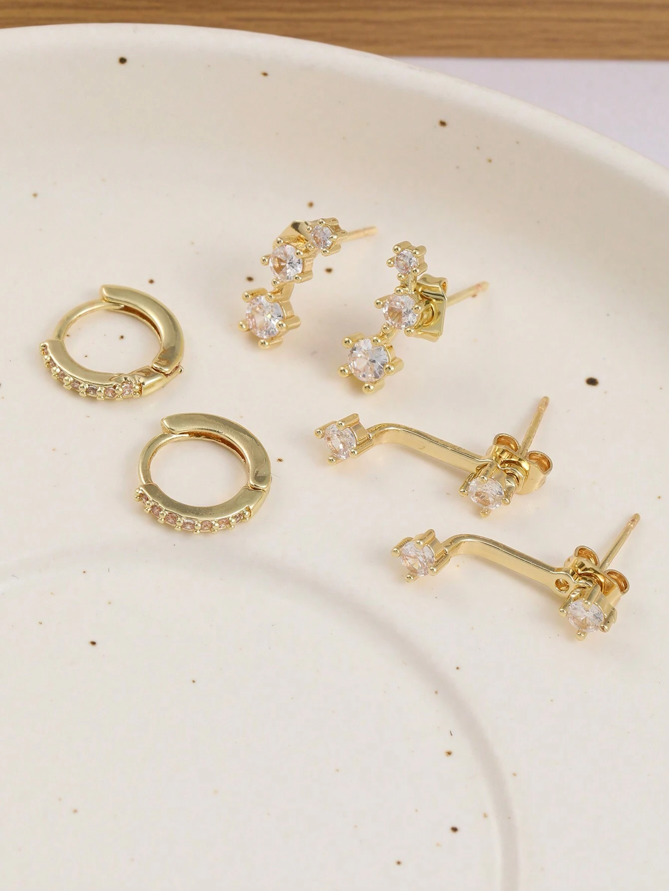 Set de boucles d'oreilles à anneaux en cuivre et zircone simple pour femmes, couples, — vue 4