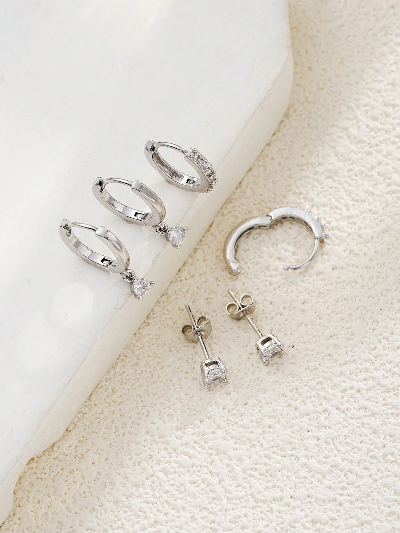 Set de boucles d'oreilles à anneaux en cuivre et zircone simple pour femmes, couples, — vue 6