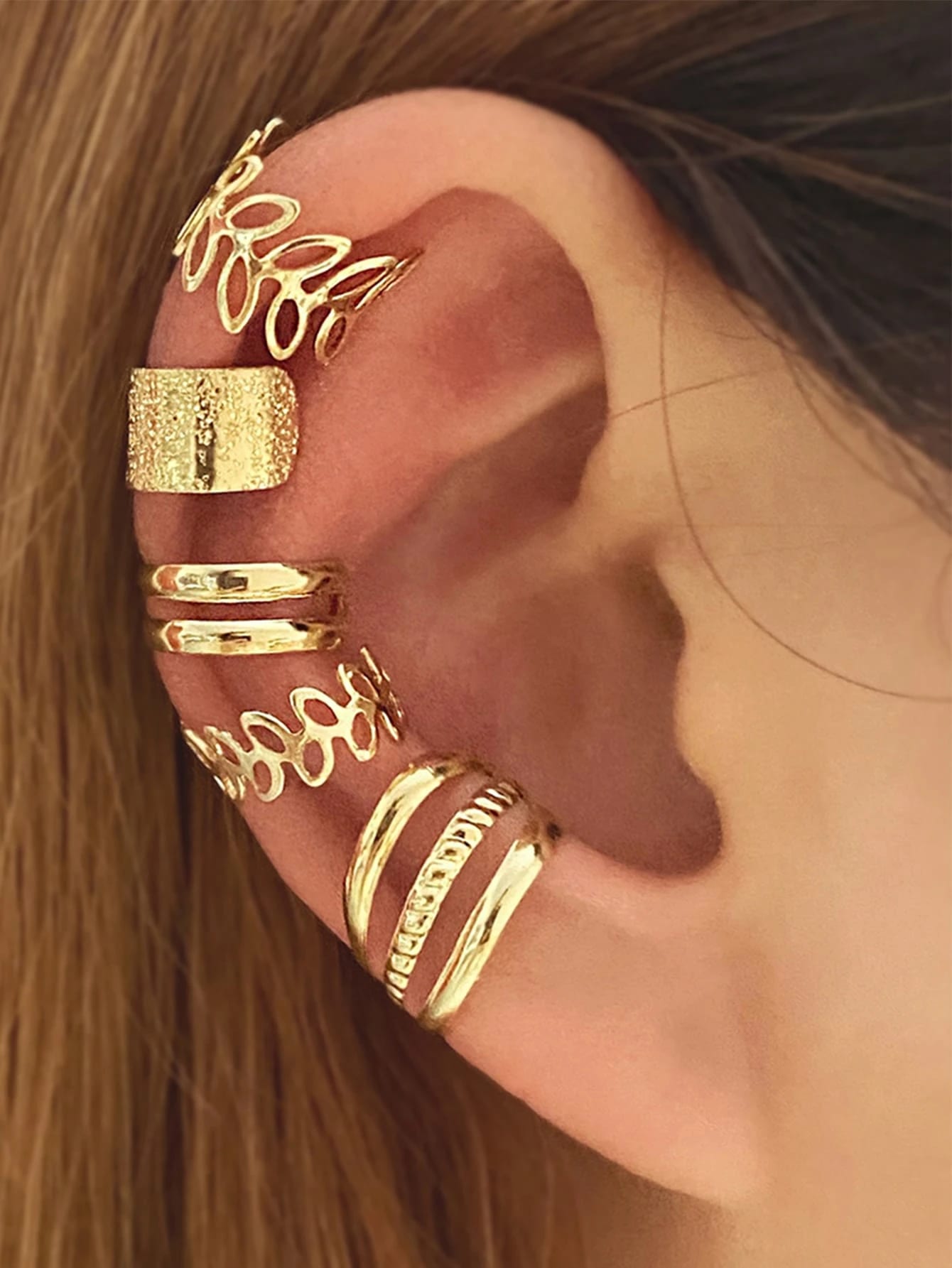 /Set Boucles d'oreilles Clip Mariage Dorées Avancées Boucles d'oreilles Femmes Ensemble