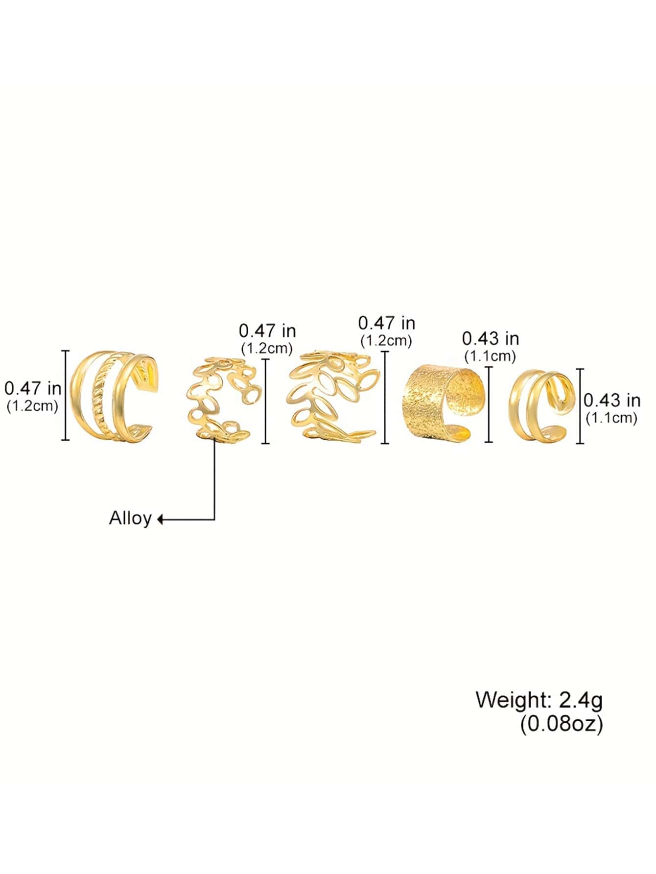 /Set Boucles d'oreilles Clip Mariage Dorées Avancées Boucles d'oreilles Femmes Ensemble — vue 5