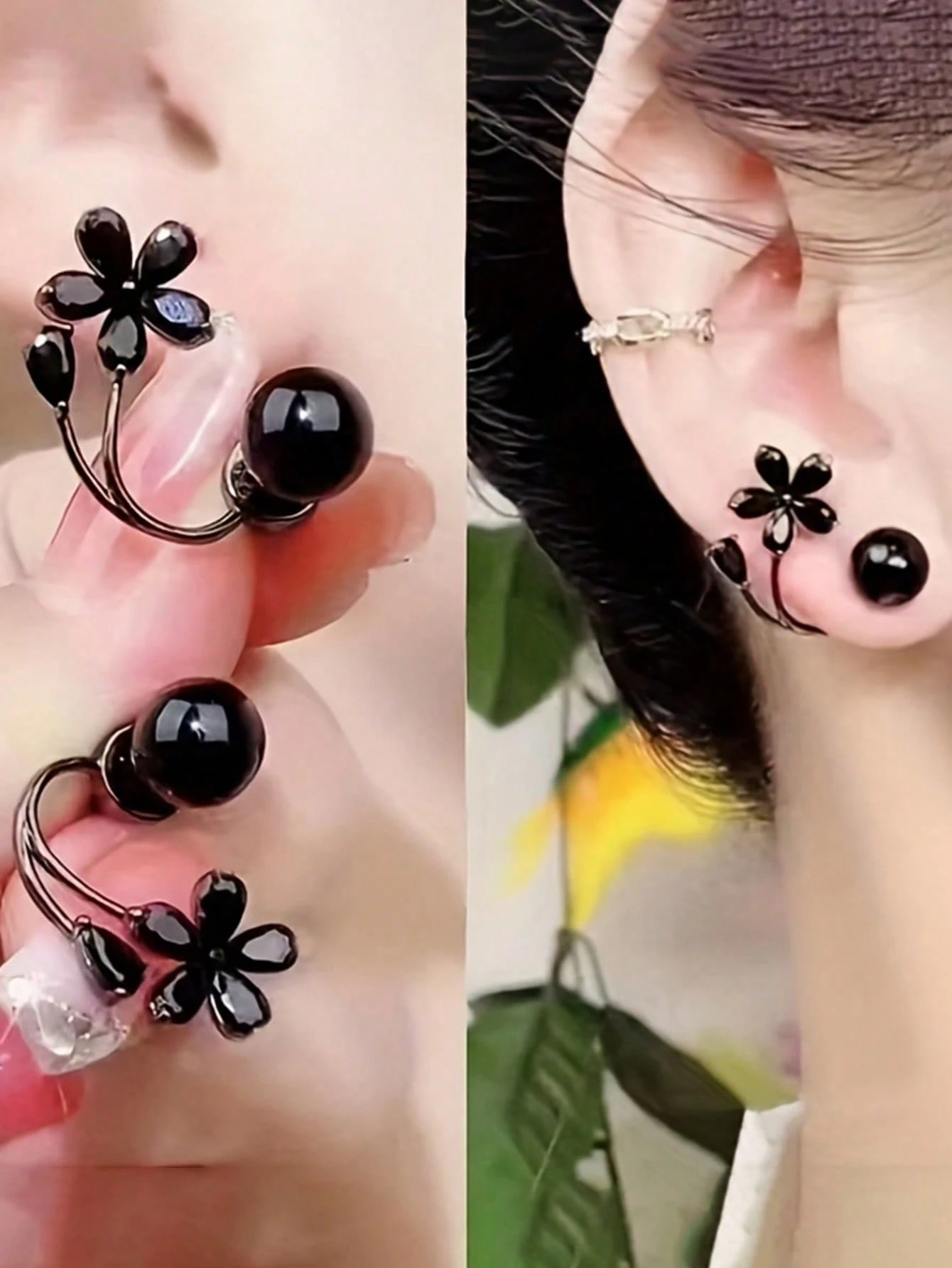 1 paire de boucles d'oreilles à boule de strass avec fermeture à vis double tête de style — vue 11