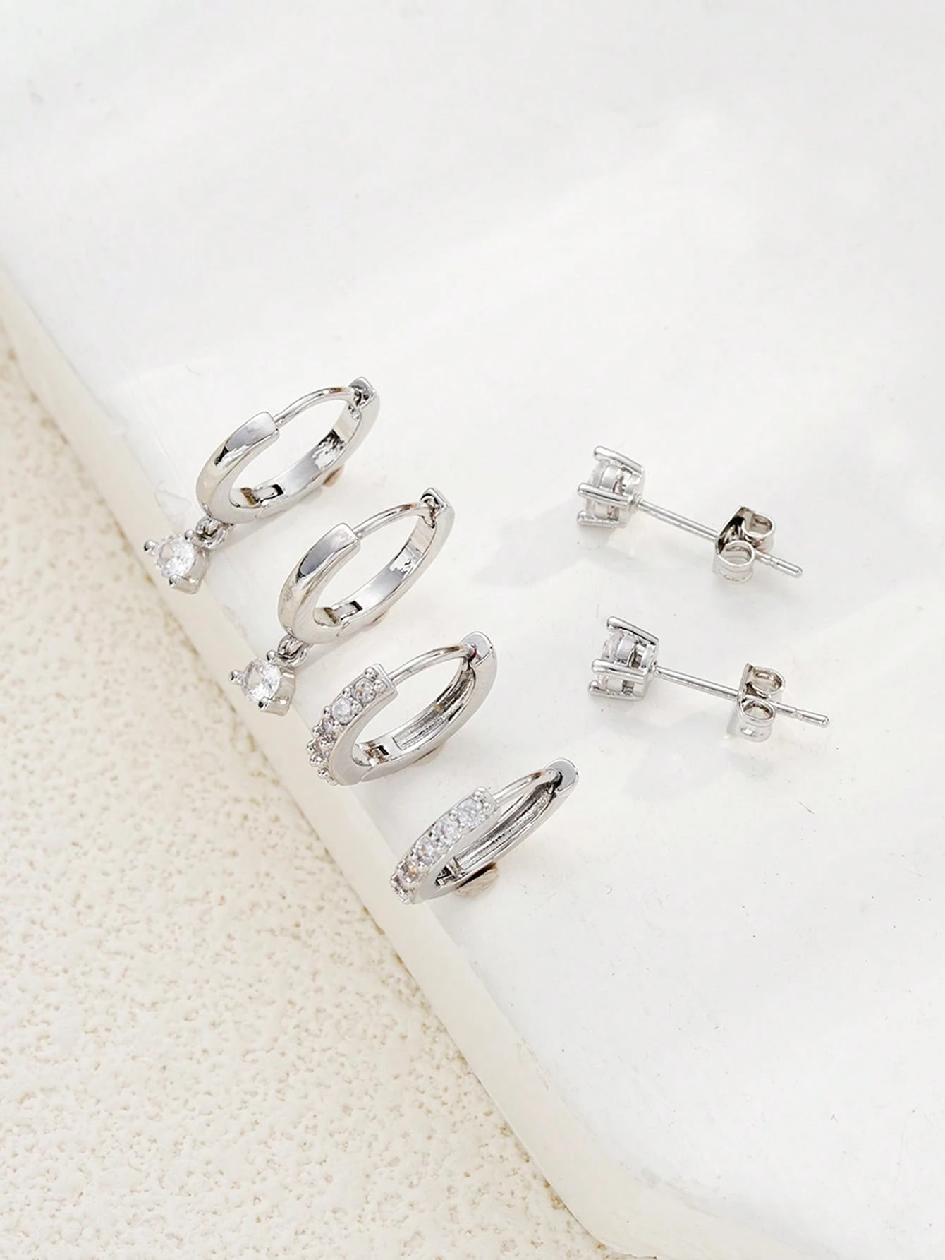 Set de boucles d'oreilles à anneaux en cuivre et zircone simple pour femmes, couples, — vue 12