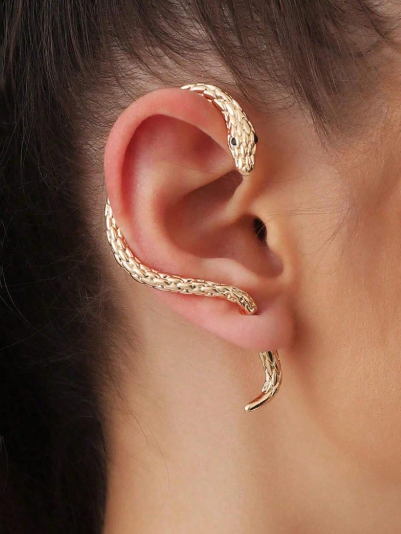 1 paire de boucles d'oreilles vintage uniques pour couple, design de serpent enroulé noir